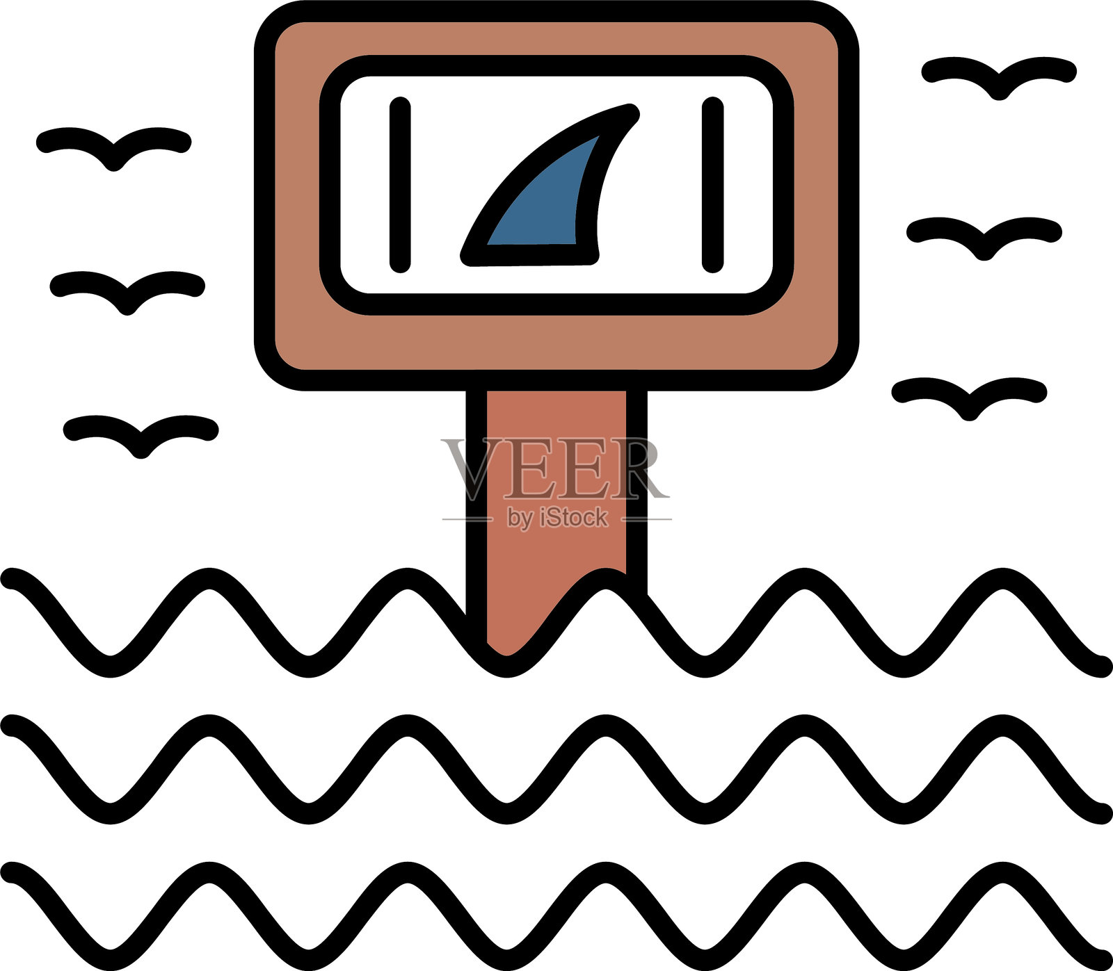 警告标志线条填充图标设计插画图片素材