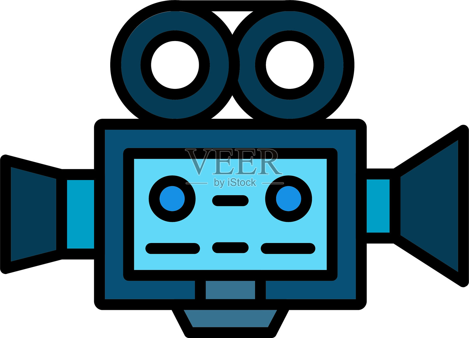 电影摄影机线条填充图标设计插画图片素材