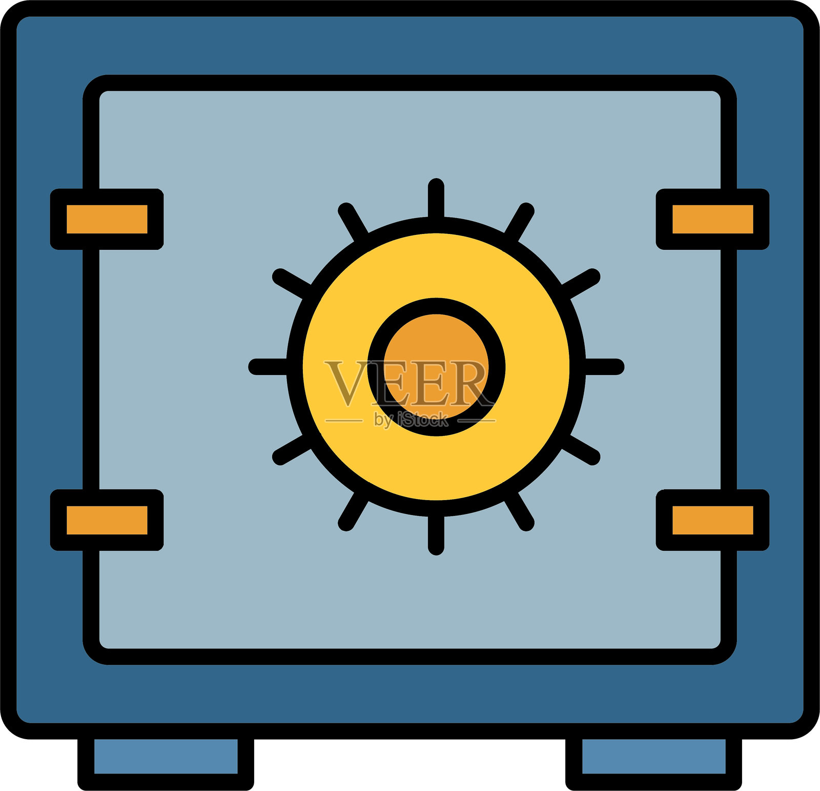 安全箱线条填充图标设计插画图片素材