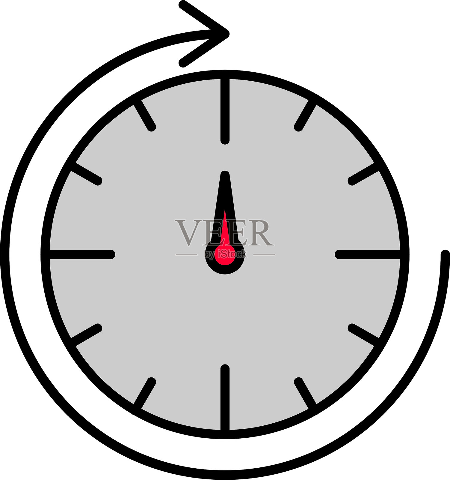 圆形时钟线条填充图标设计插画图片素材