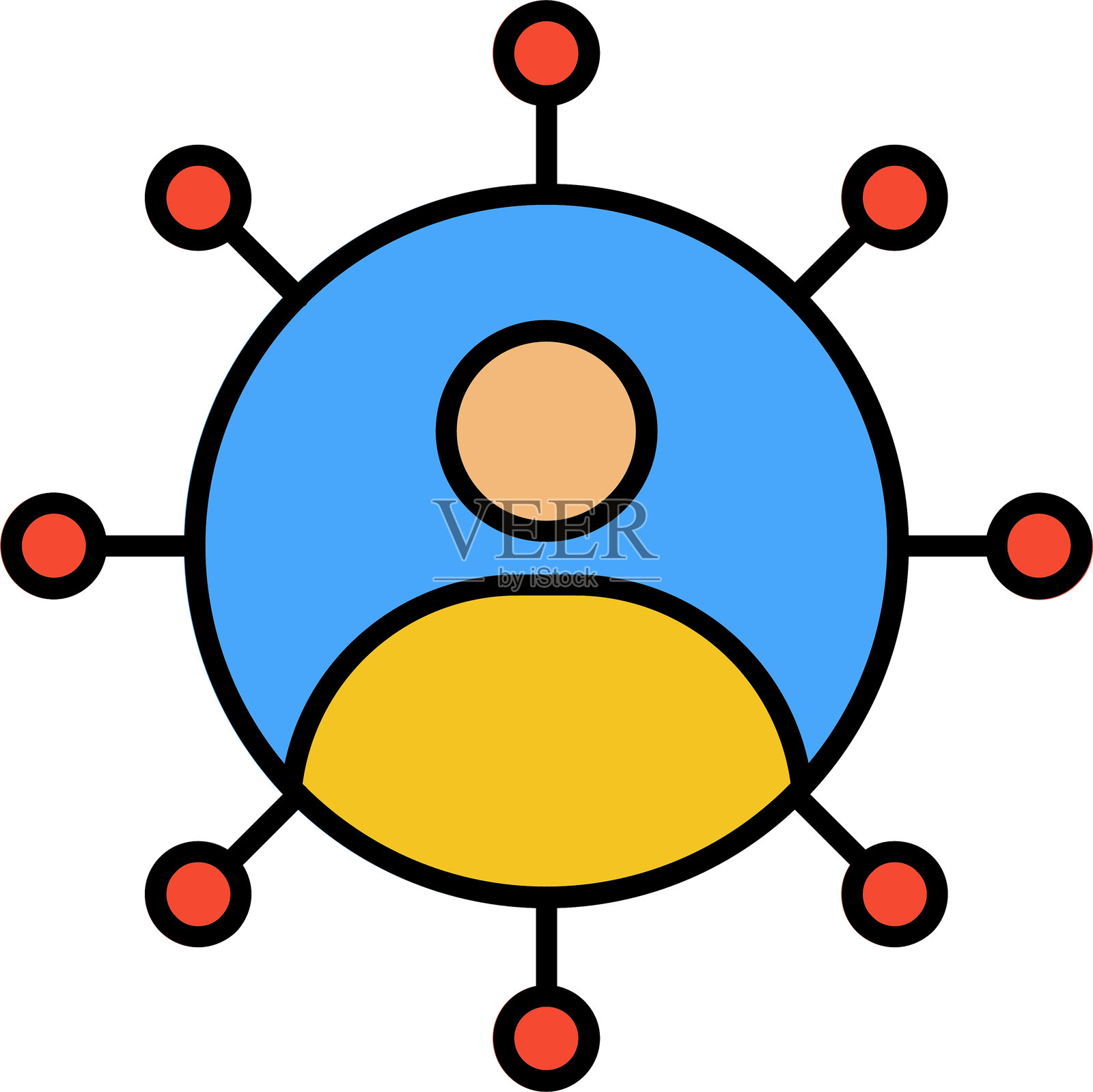 头像线条填充图标设计插画图片素材