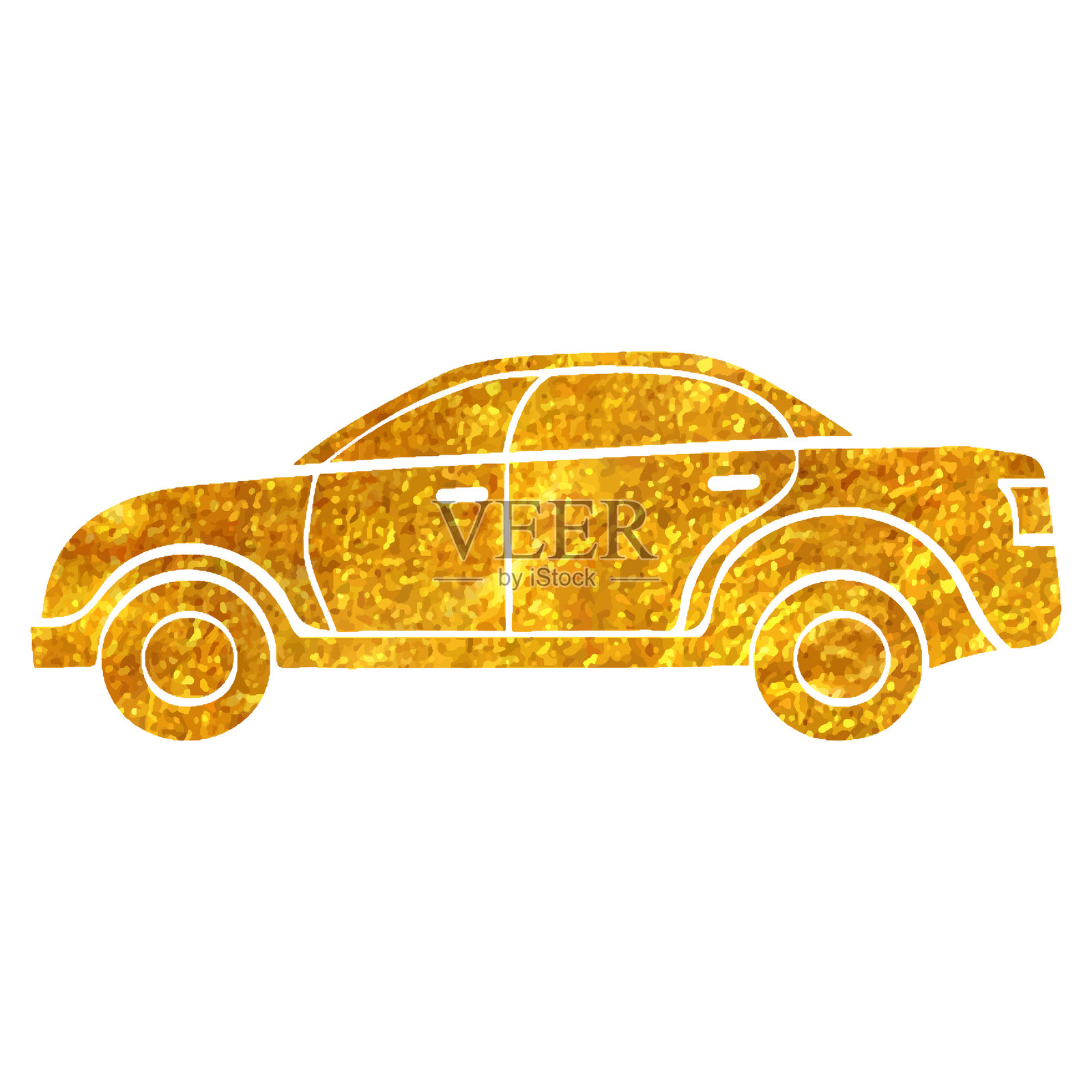 手绘金箔纹理图标 汽车插画图片素材