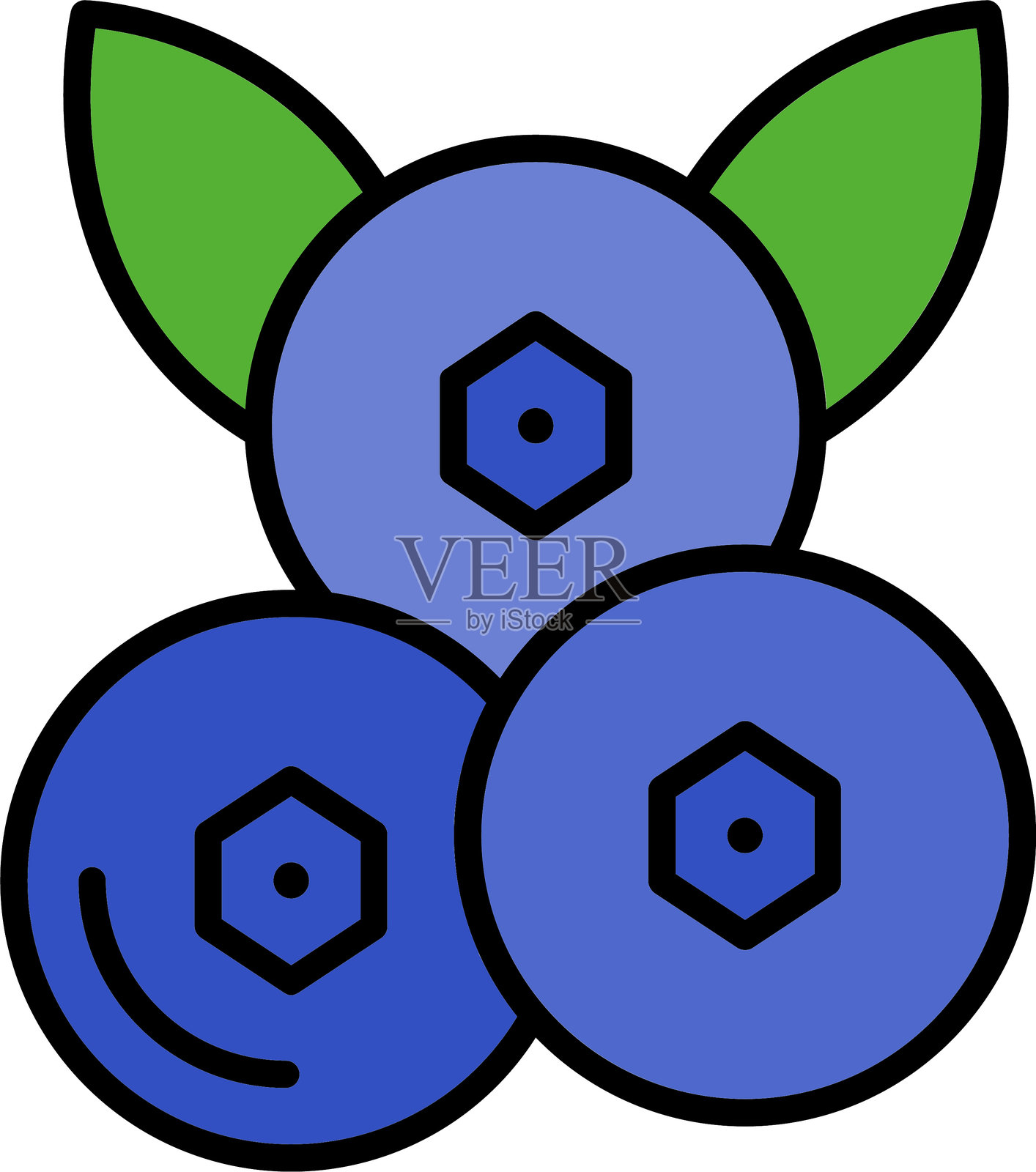 蓝莓线条填充图标设计插画图片素材