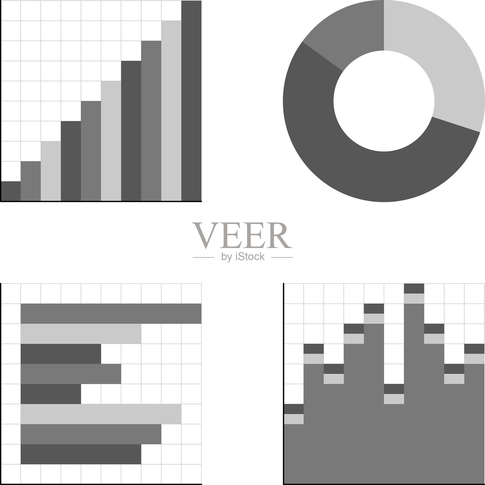 商业图表和图标。矢量商业信息图表 - 统计和数据,图表,金钱,上下箭头,财务图表,经济下滑。插画图片素材