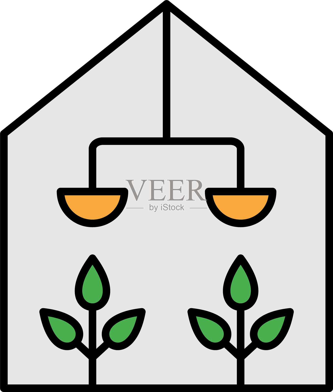 温室线条填充图标设计插画图片素材