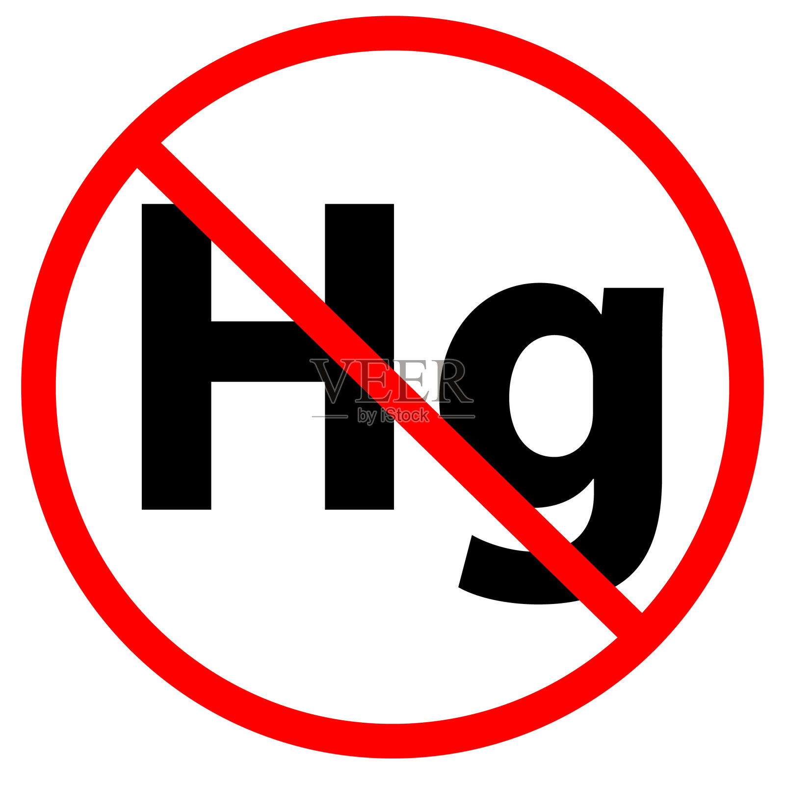 无汞图标。无汞标志。无Hg符号。扁平风格。插画图片素材