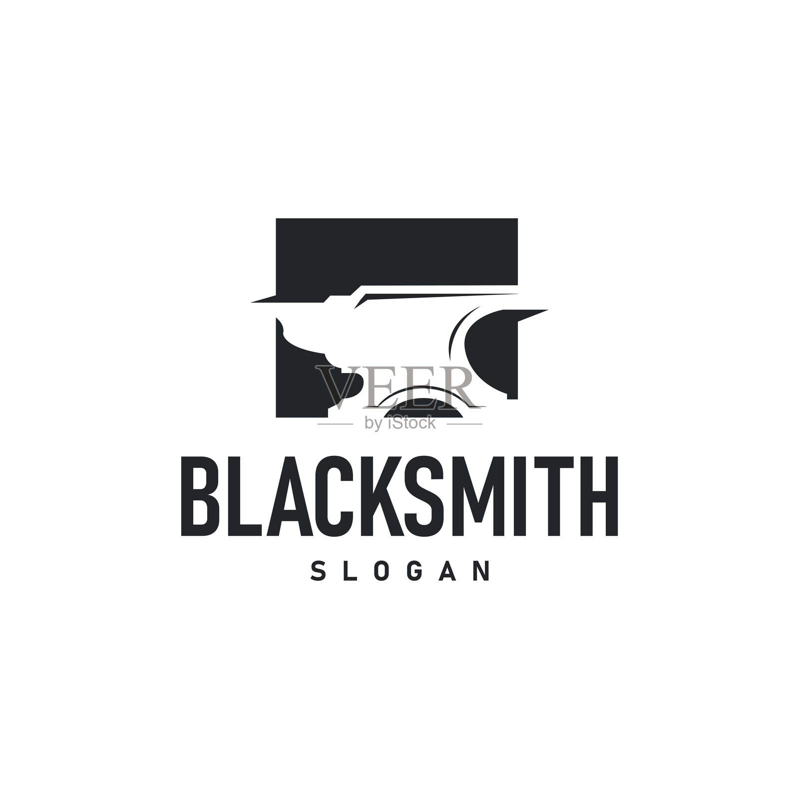 黑smith工艺设计,黑色剪影古董工作坊徽章,锻造铁砧模板插图插画图片素材