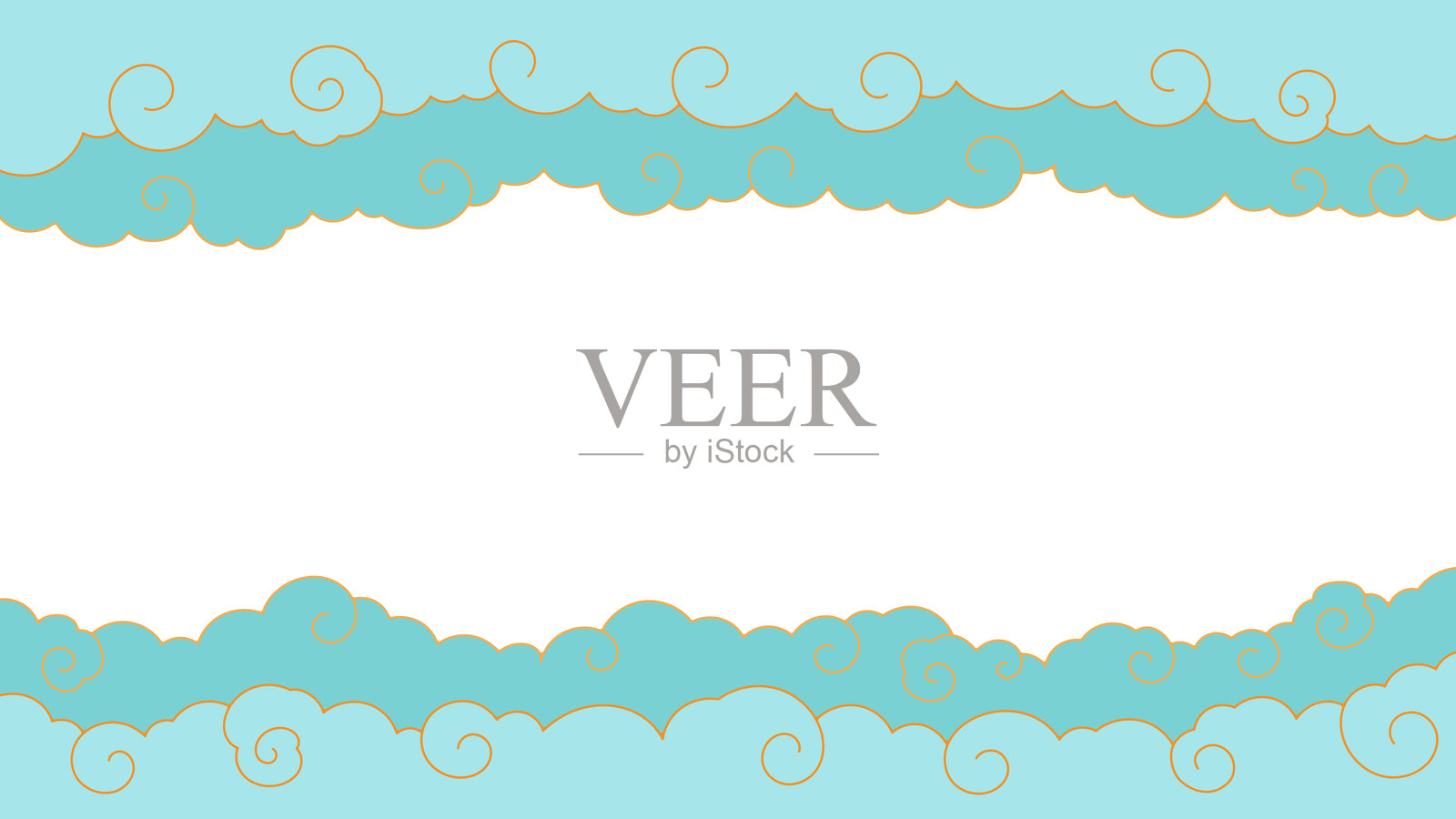 中国风线条画风格的螺旋云背景框架插画图片素材