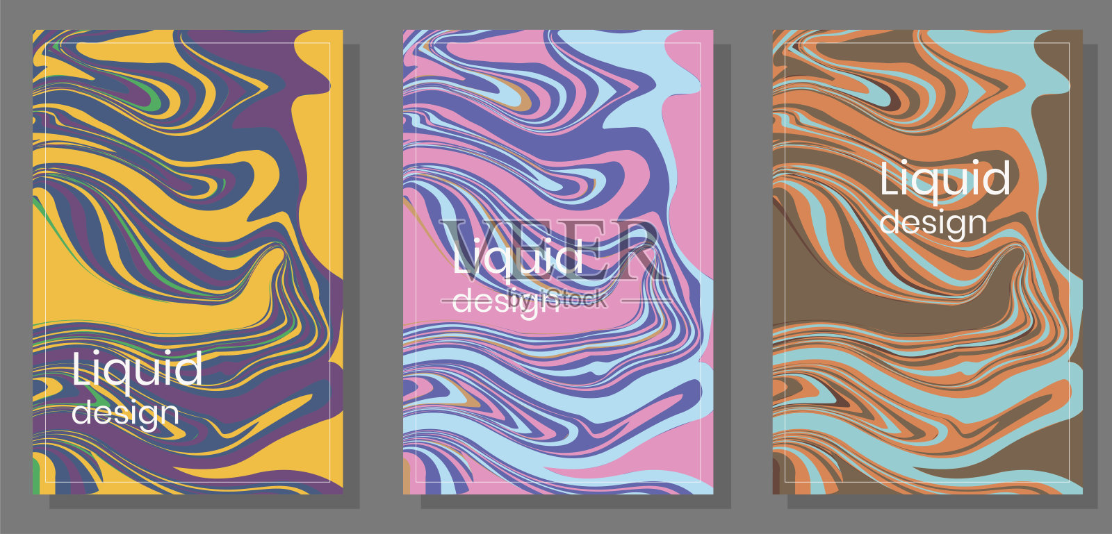 液态风格的海报系列插画图片素材