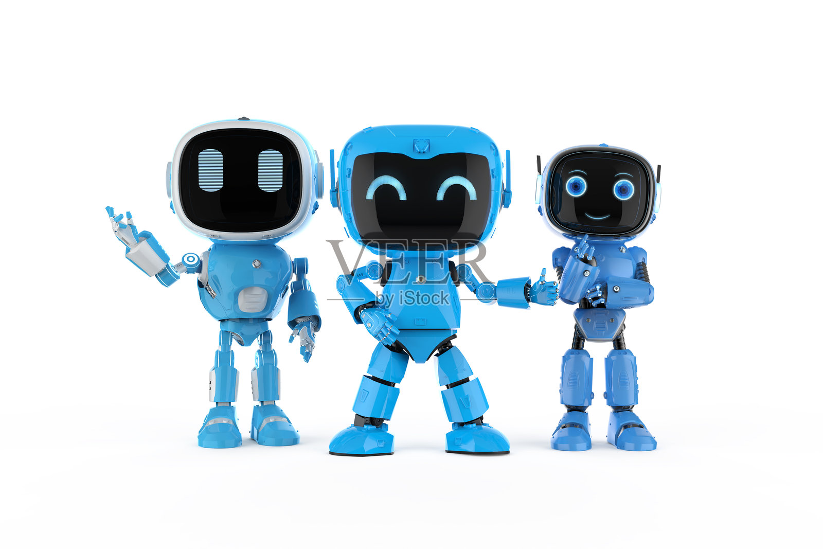 一组可爱小巧的人工智能个人助理机器人照片摄影图片