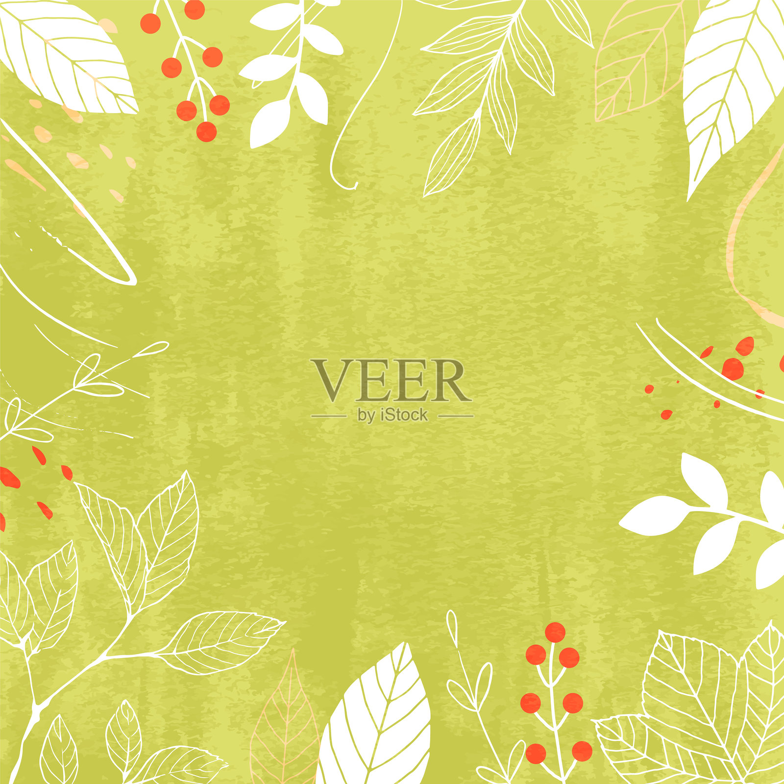 手绘秋叶框架插图插画图片素材