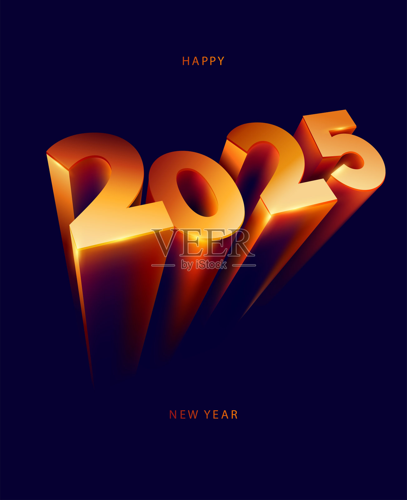 2025年新年。金色3D节日字母设计。插画图片素材