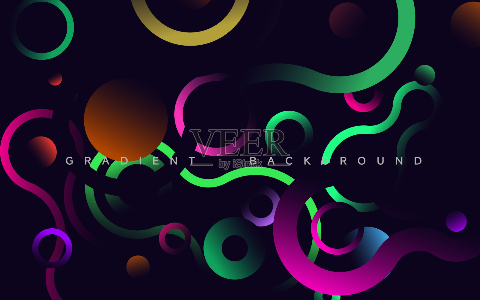 抽象流动的色彩条纹在黑暗背景中插画图片素材