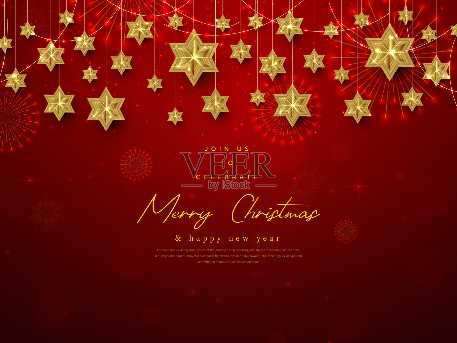 圣诞节快乐和新年快乐的贺卡,配有圣诞装饰品插画图片素材