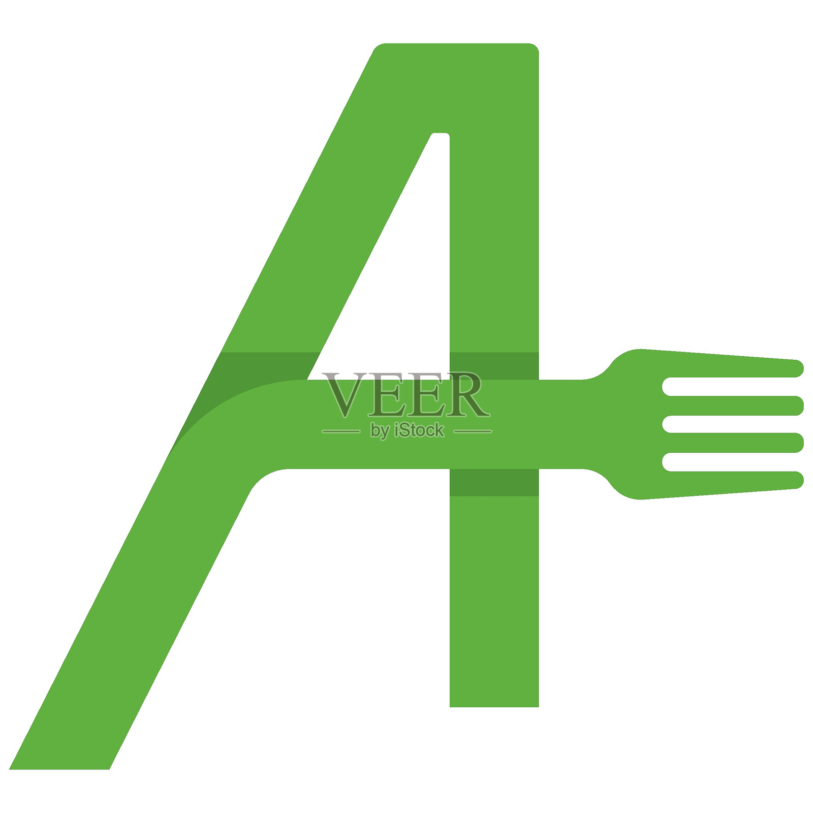 带叉子的字母A初始标志。字母A标志矢量图,叉子与字母A结合的标志矢量图标插图。插画图片素材