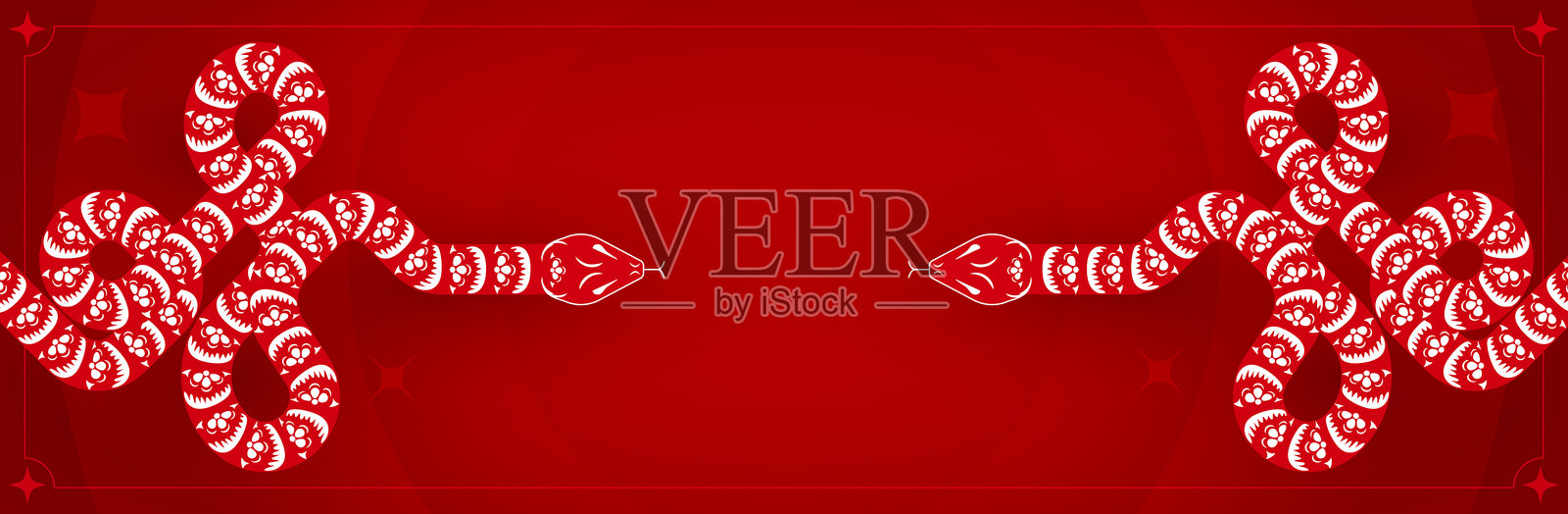 2025年中国新年,蛇年。抽象背景。线性几何红金蛇插图。传统中国矢量设计。农历新年概念。适合新年派对的中国风格。插画图片素材