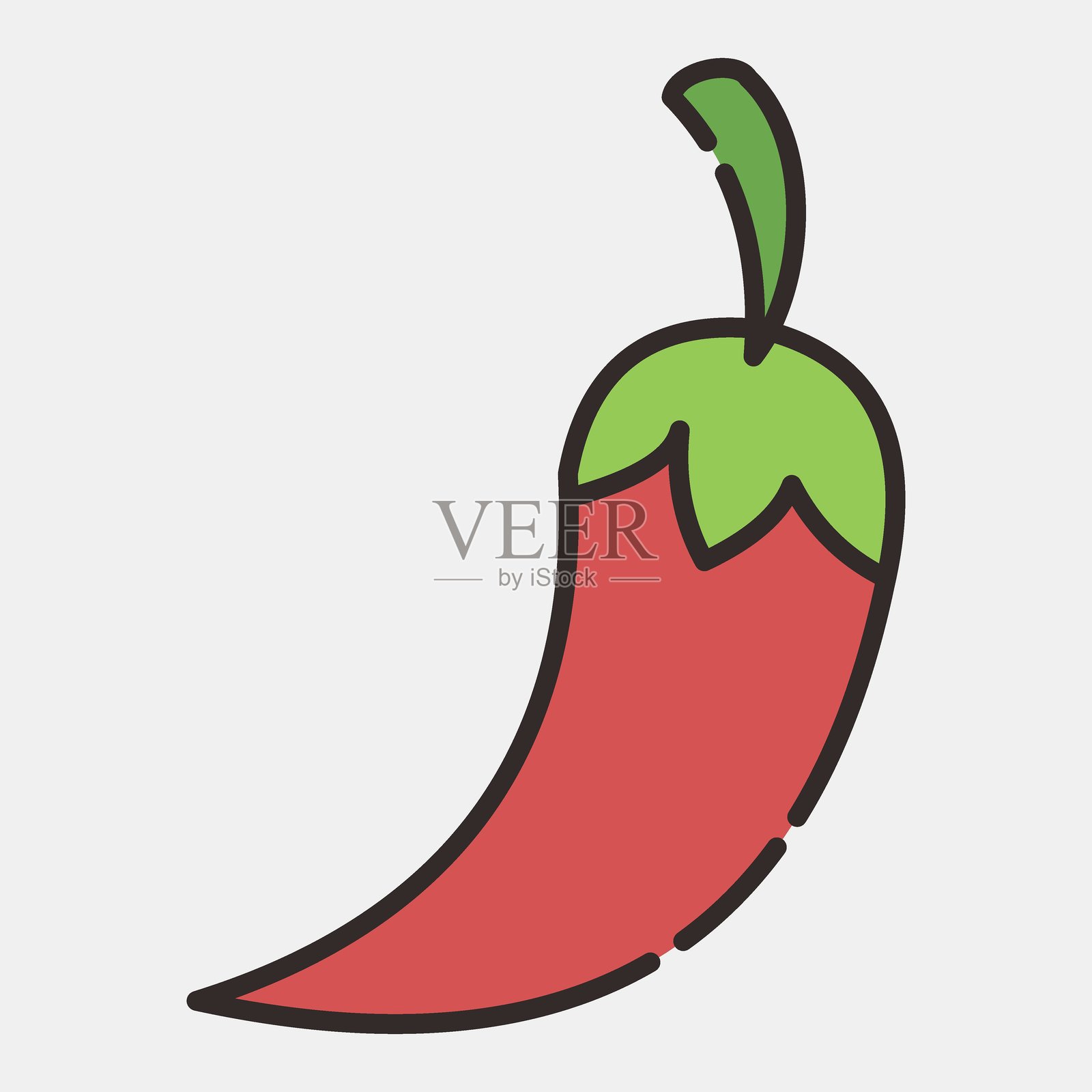 辣椒图标。亡灵节庆祝元素。填充线条风格的图标。适合印刷、海报、标志、派对装饰、贺卡等。插画图片素材