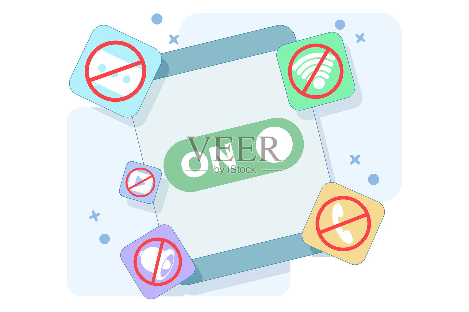 激活“请勿打扰”模式的概念。手机或设备上的功能,不显示通知,启用请勿打扰模式,数据矢量插图。插画图片素材