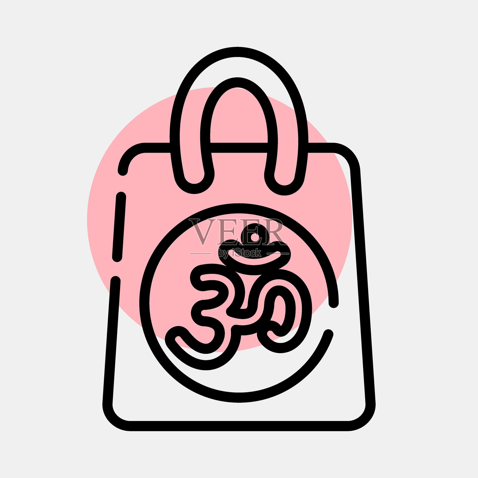 礼品袋图标。排灯节庆祝元素。彩色点状风格的图标。适合印刷、海报、标志、装饰、信息图表等。插画图片素材