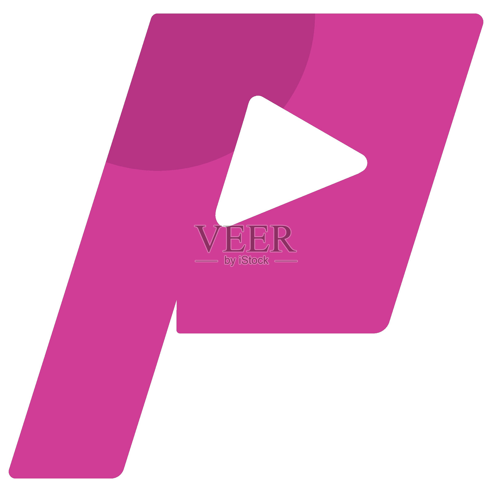 字母P的初始标志设计。P播放标志图标,音乐矢量插图。插画图片素材