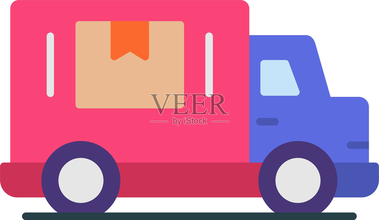 送货卡车扁平图标设计插画图片素材