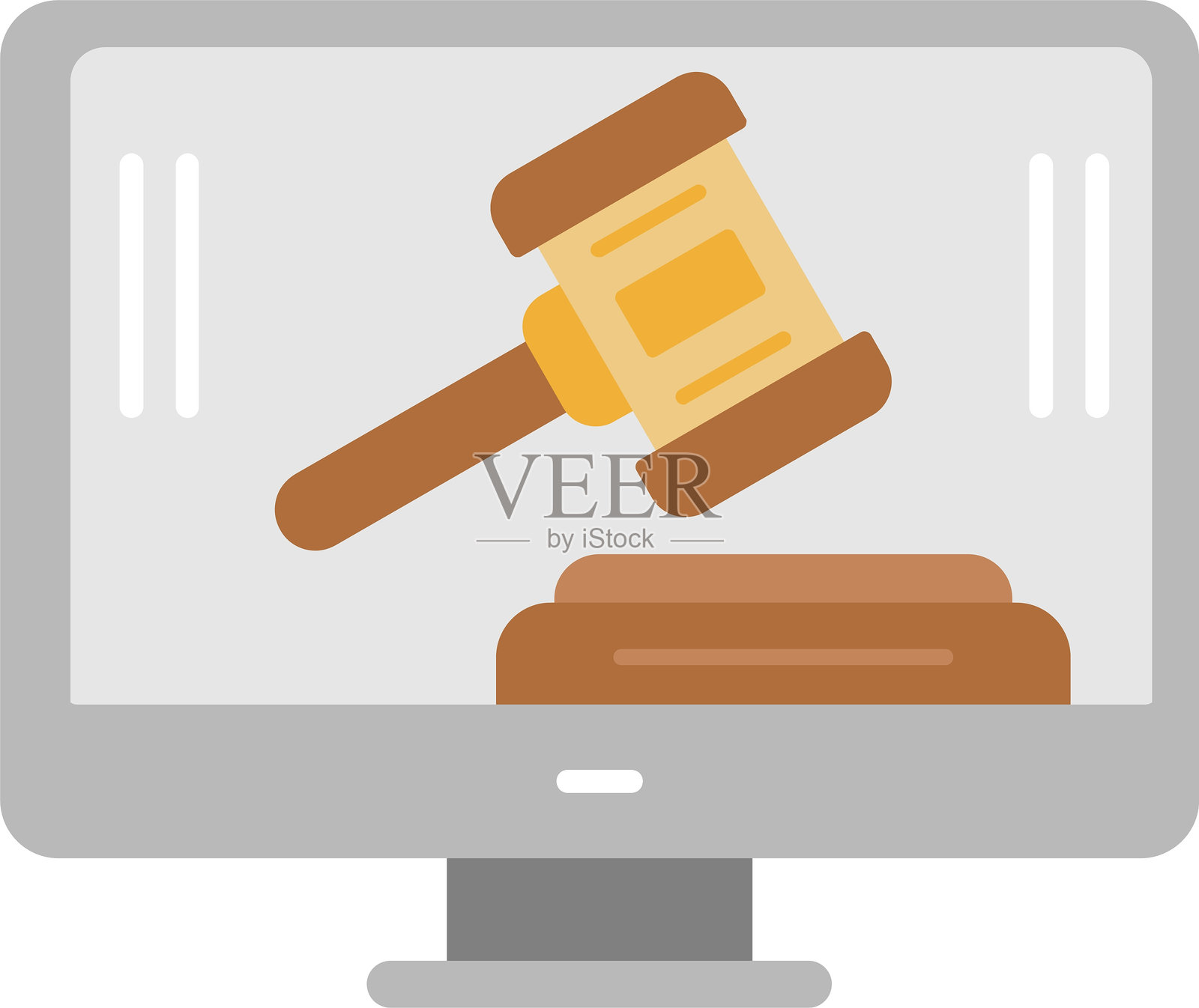 拍卖扁平图标设计插画图片素材