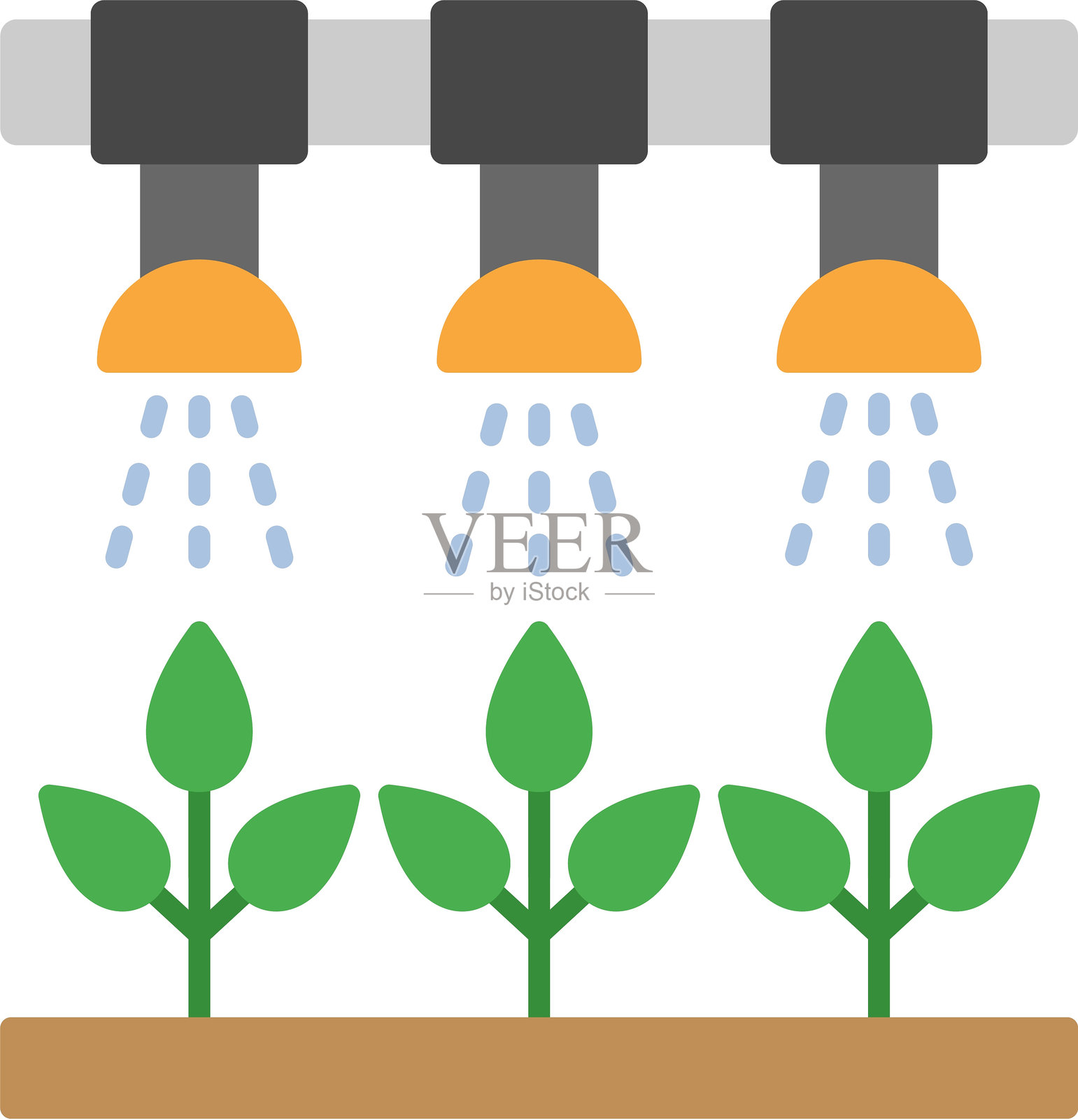 灌溉系统扁平图标设计插画图片素材