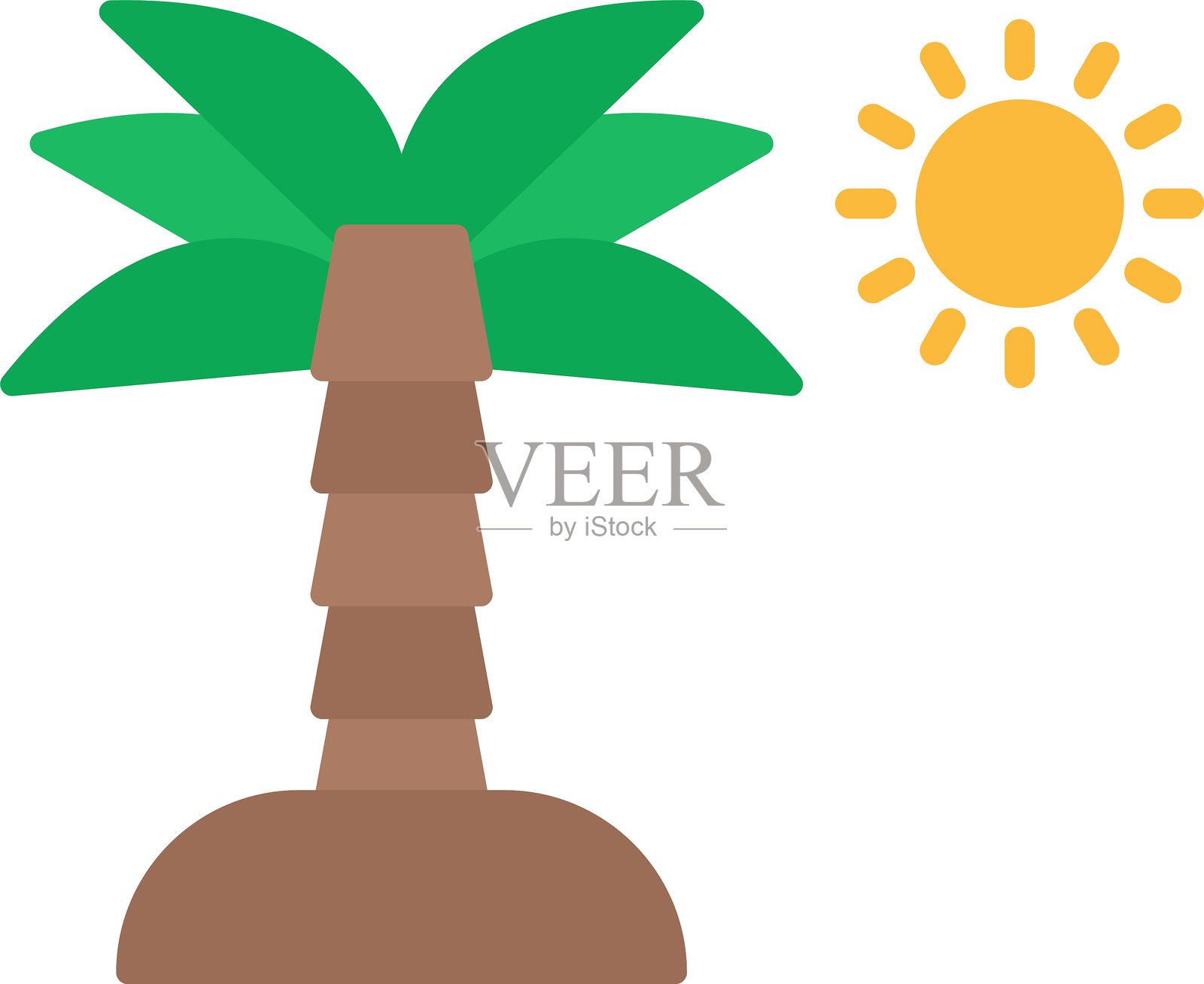 棕榈树扁平图标设计插画图片素材