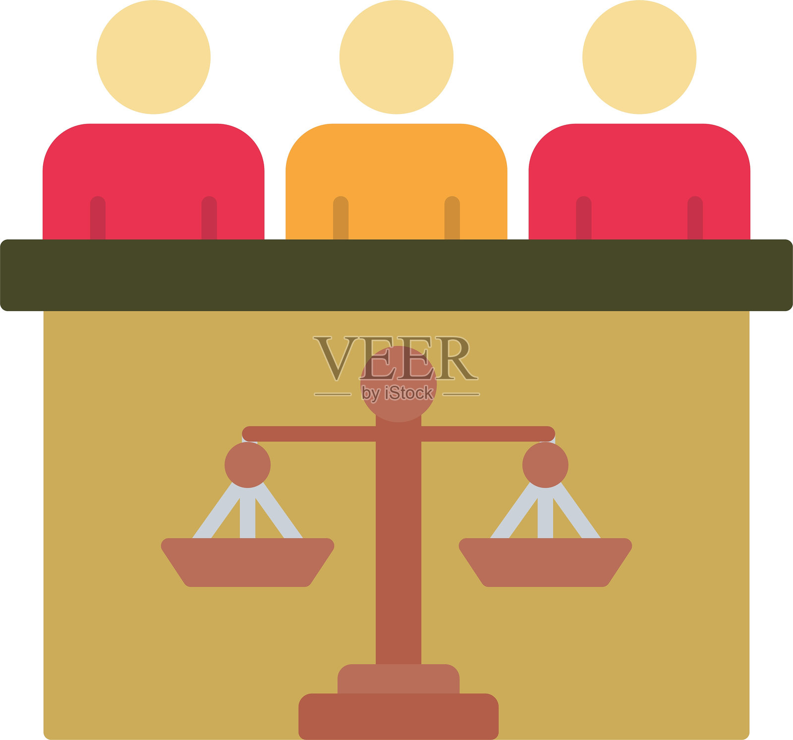 法庭陪审团扁平图标设计插画图片素材