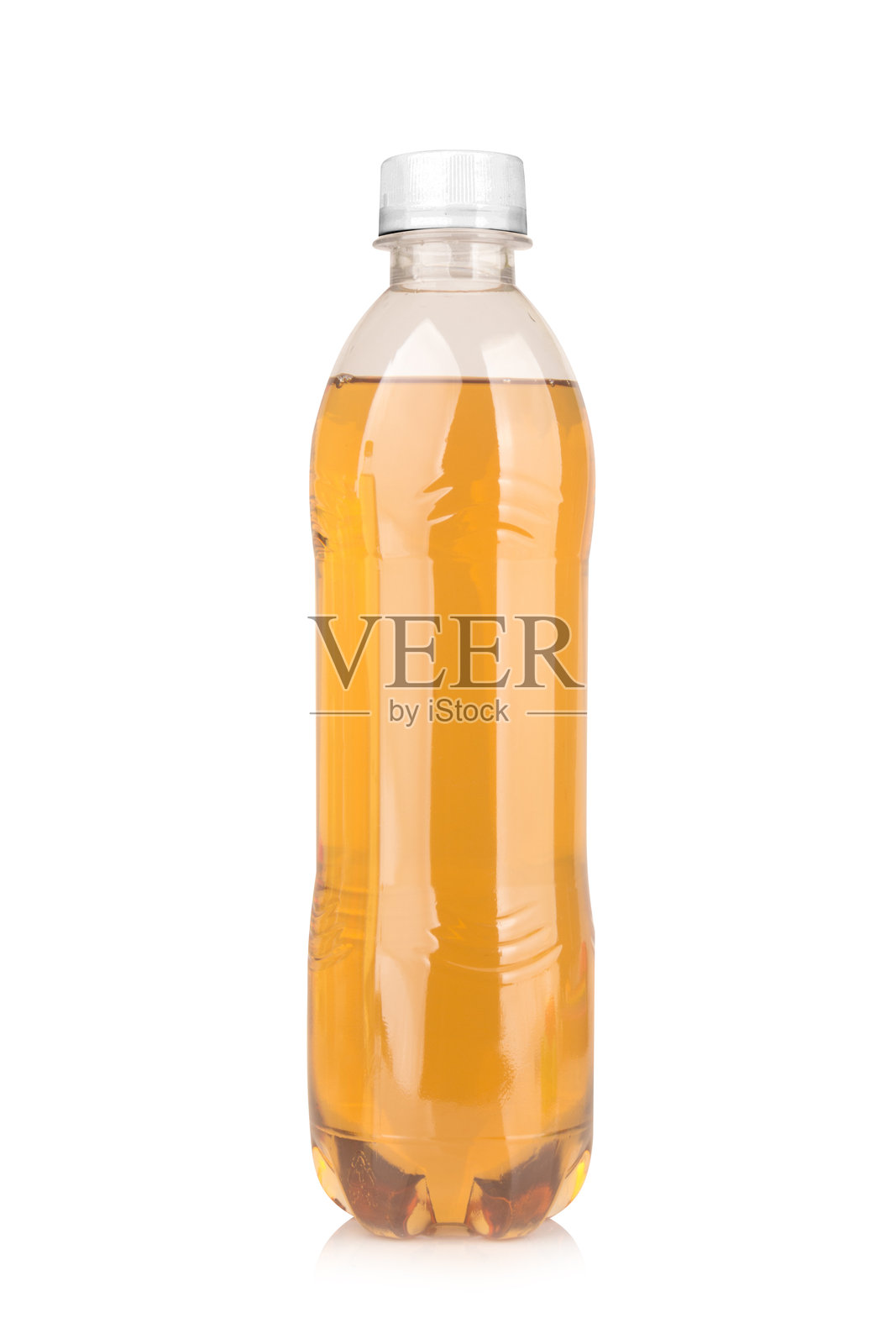 白色背景上孤立的塑料瓶,黄色水照片摄影图片