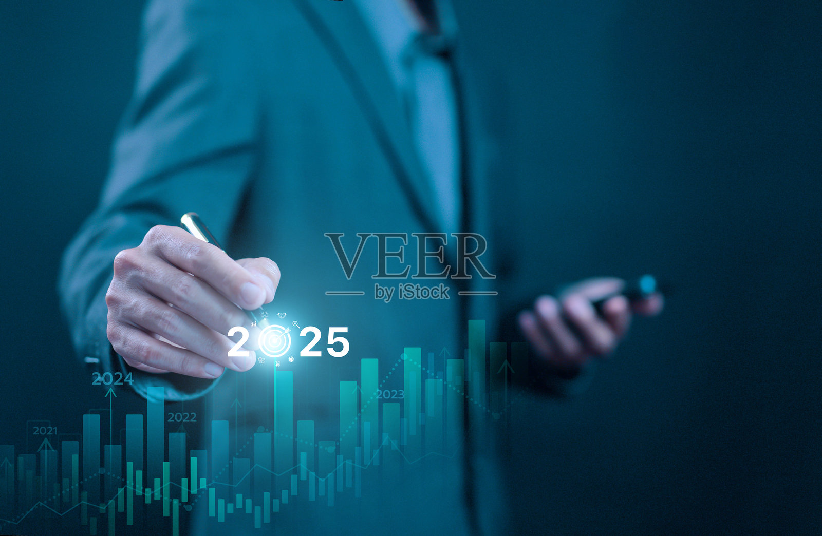 2025年增长图表,商业增长照片摄影图片