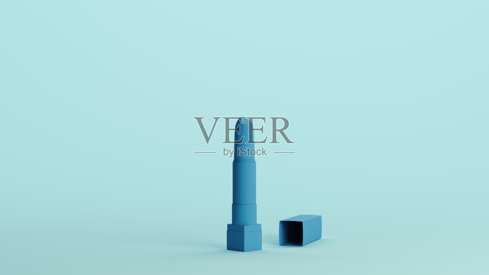 口红美容化妆品,蓝色单色柔和色调,浅蓝色背景照片摄影图片
