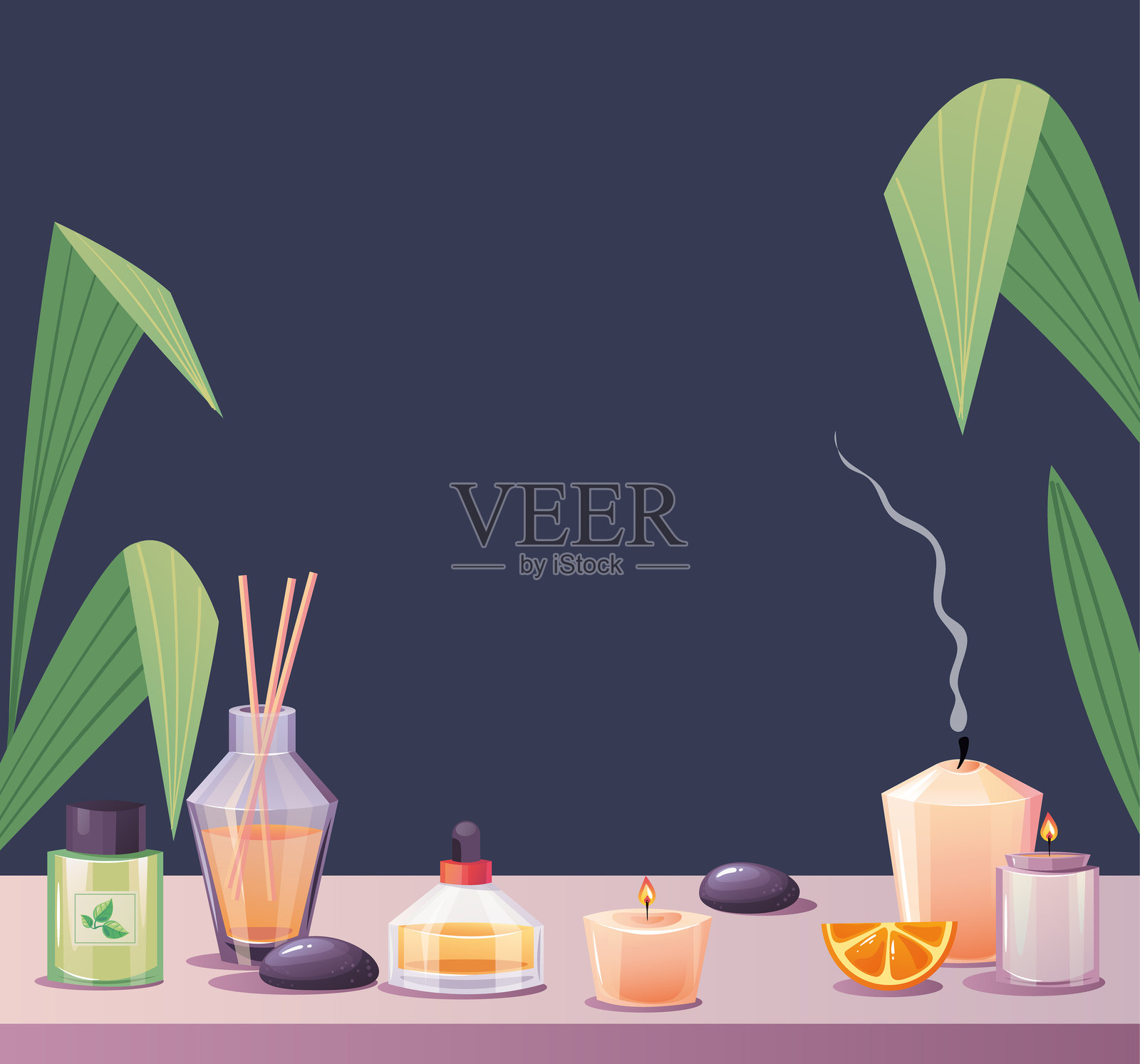 美容产品水疗化妆品疗法香氛卡片横幅概念。矢量图形设计插图插画图片素材