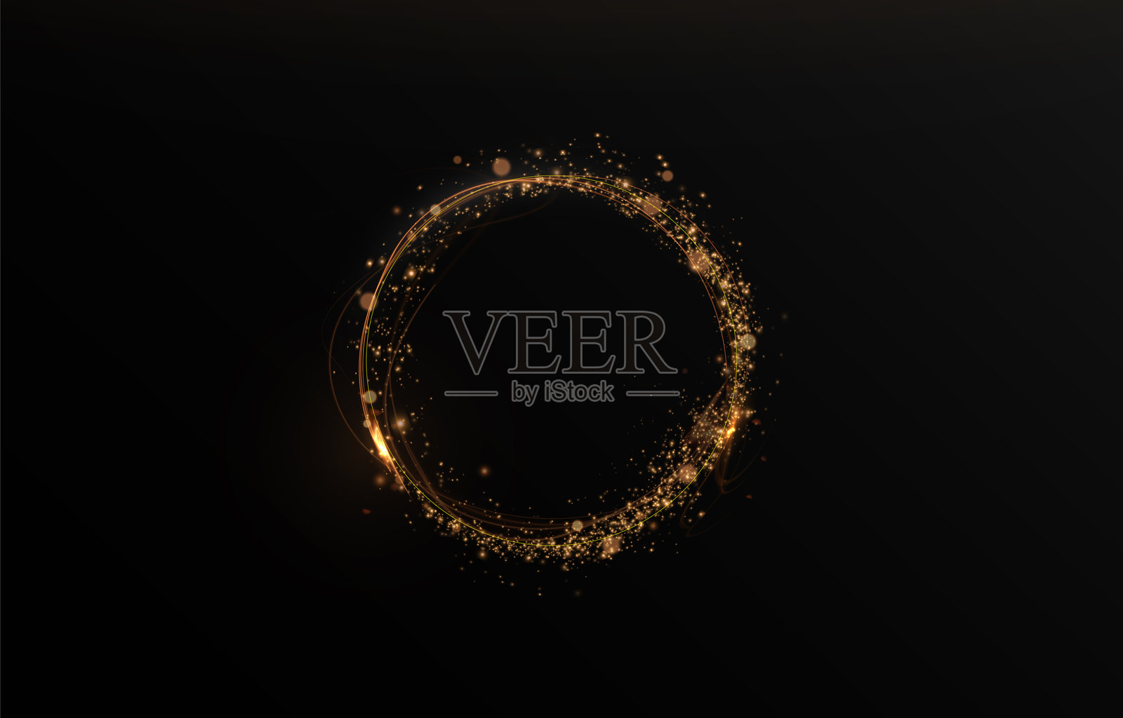 金色圆圈的矢量光线效果。透明背景上的发光火焰轨迹。带有优势效果的光圆线。金色尘埃圆圈光。圣诞框架。插画图片素材