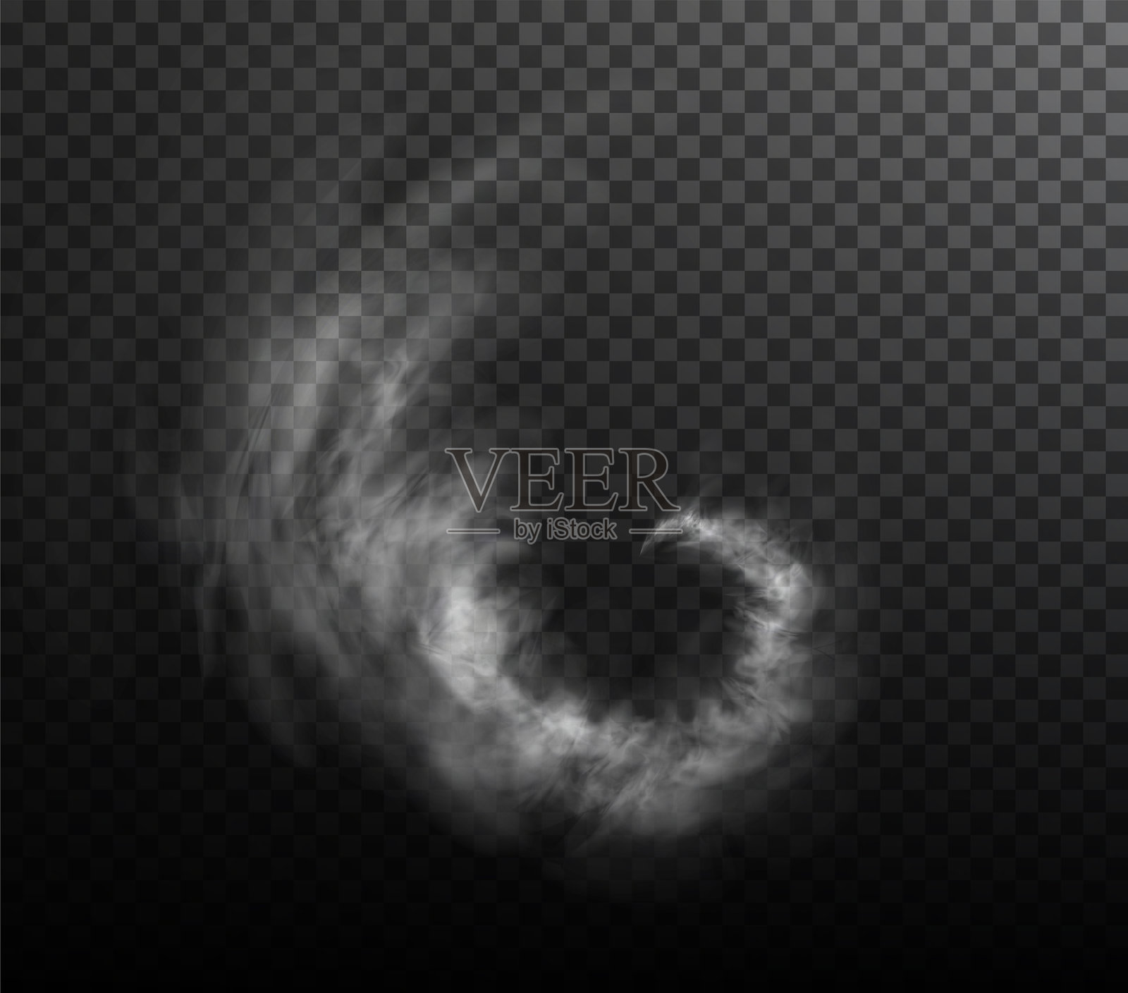 白色烟雾在透明黑色背景上独立呈现。蒸汽爆炸特效。有效的蒸汽、雾气、烟雾纹理。矢量图。插画图片素材