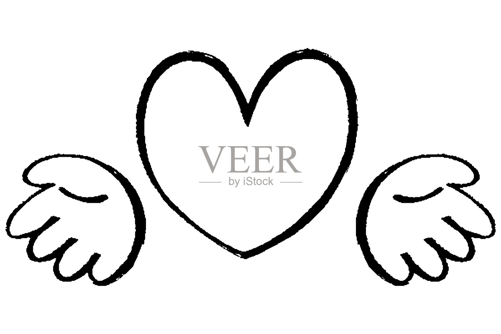 画笔触碰心形和手的剪贴画插画图片素材