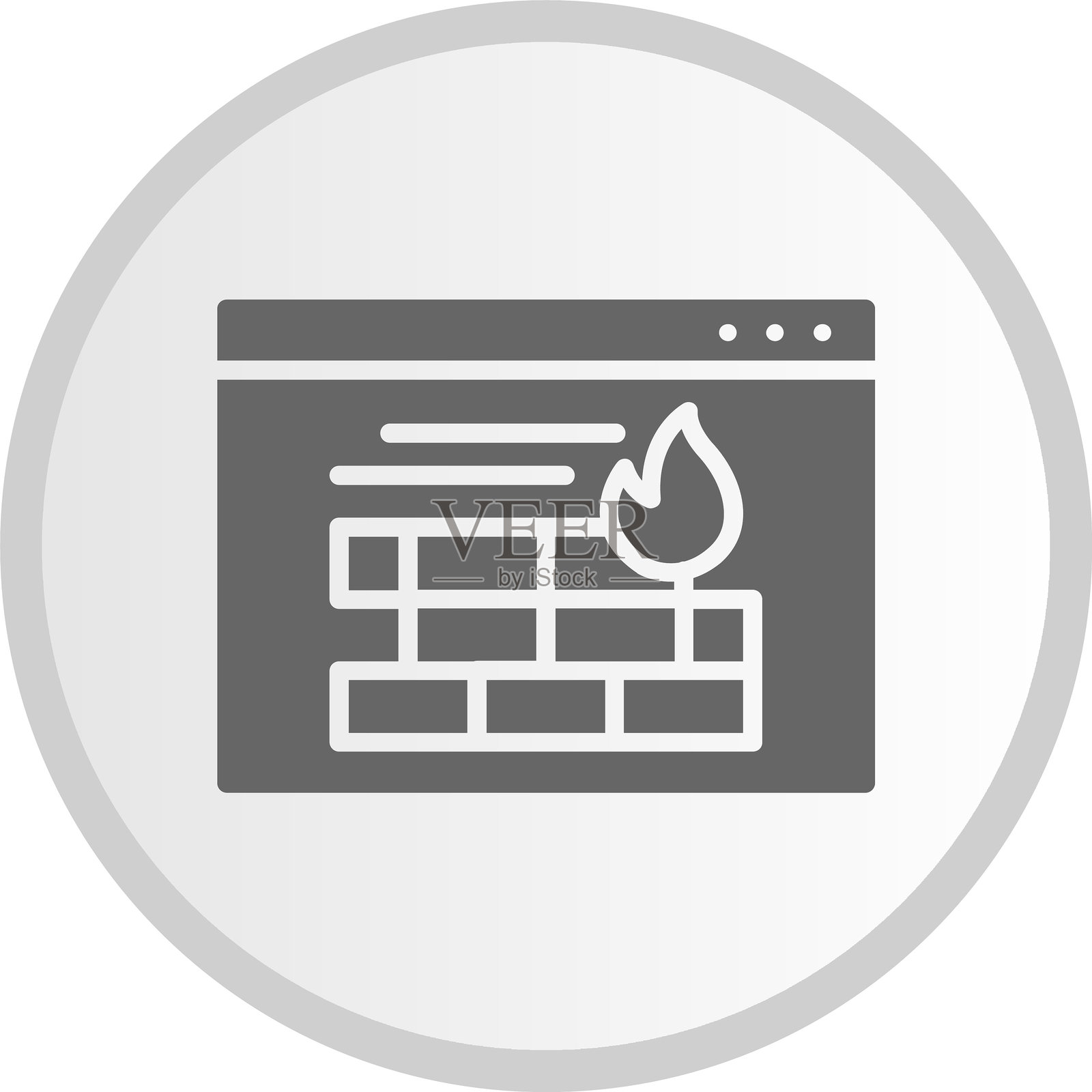 防火墙图标灰色圆形插画图片素材