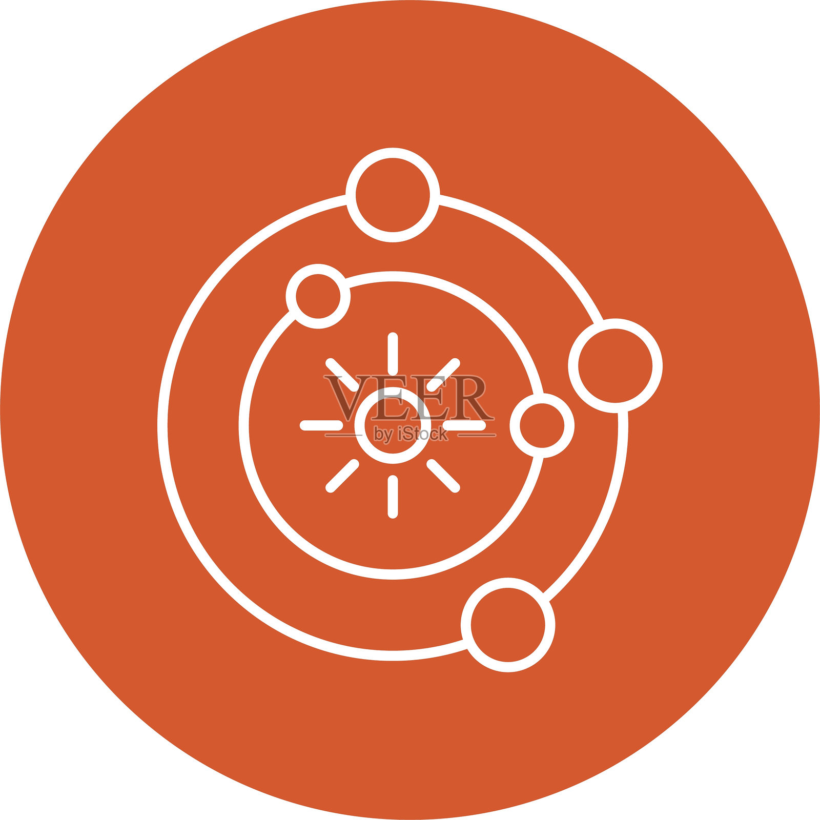 太阳系线条圆形图标插画图片素材