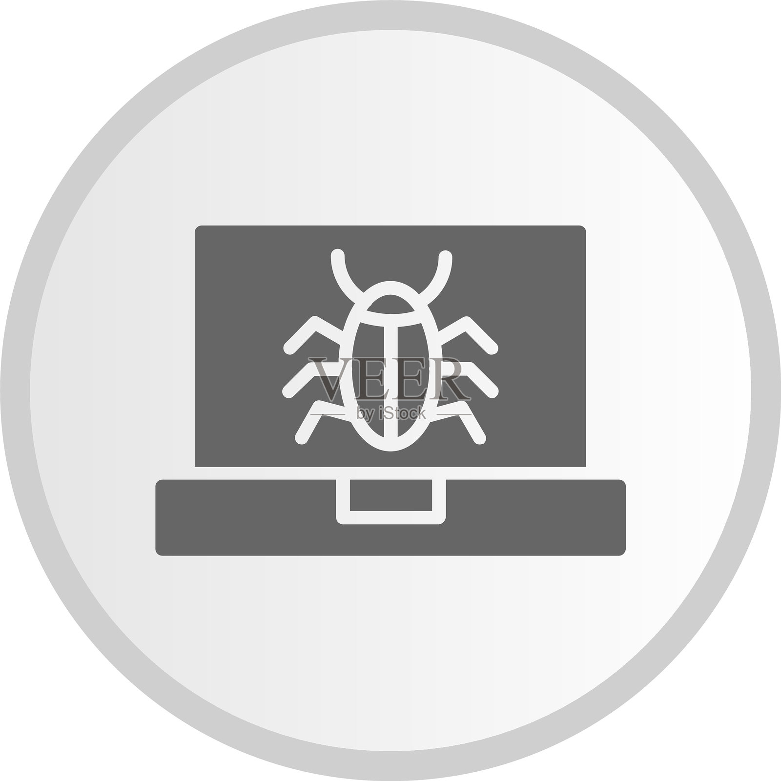 恶意软件图标灰色圆形插画图片素材