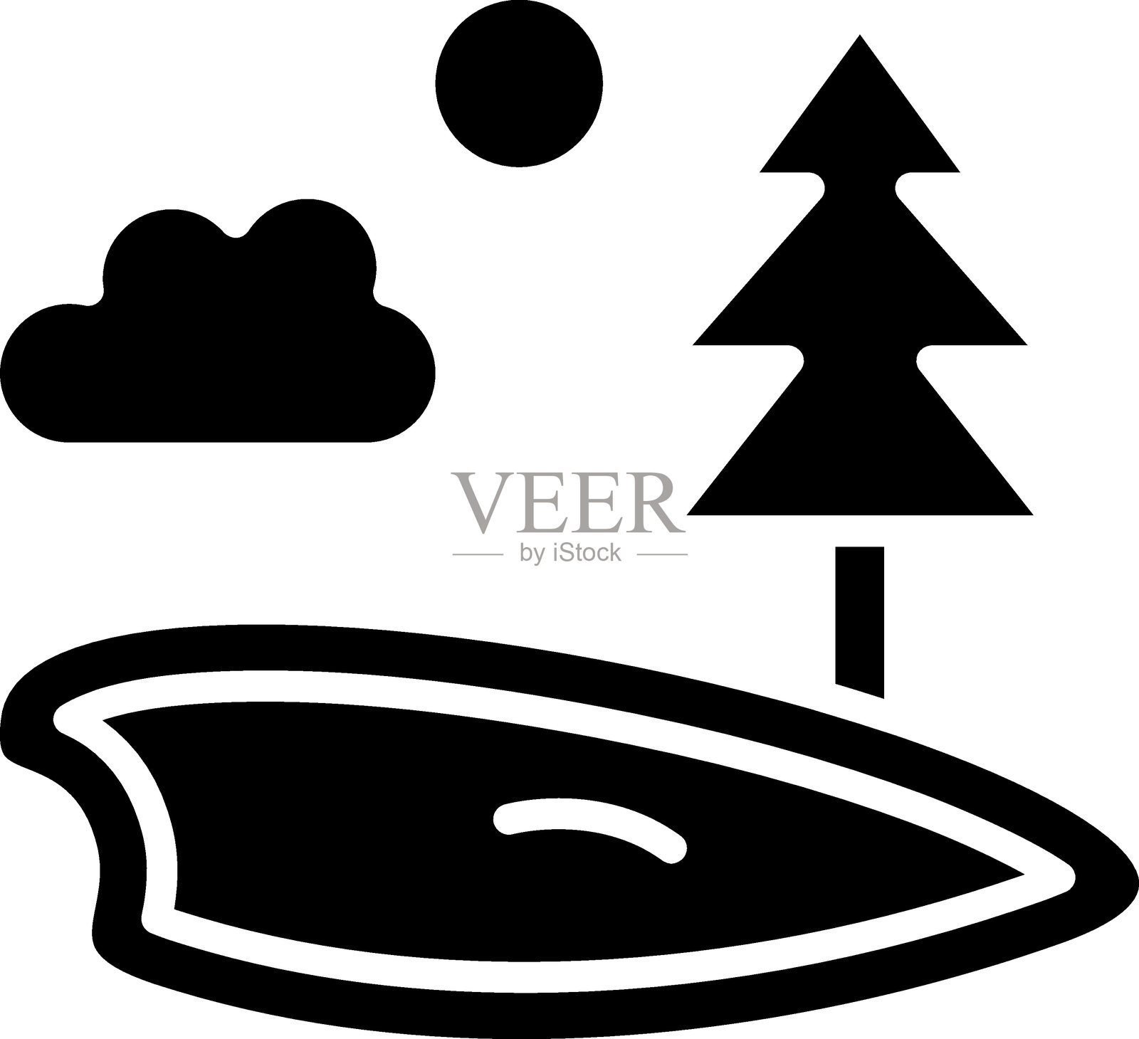 矢量风格的湖泊图标插画图片素材