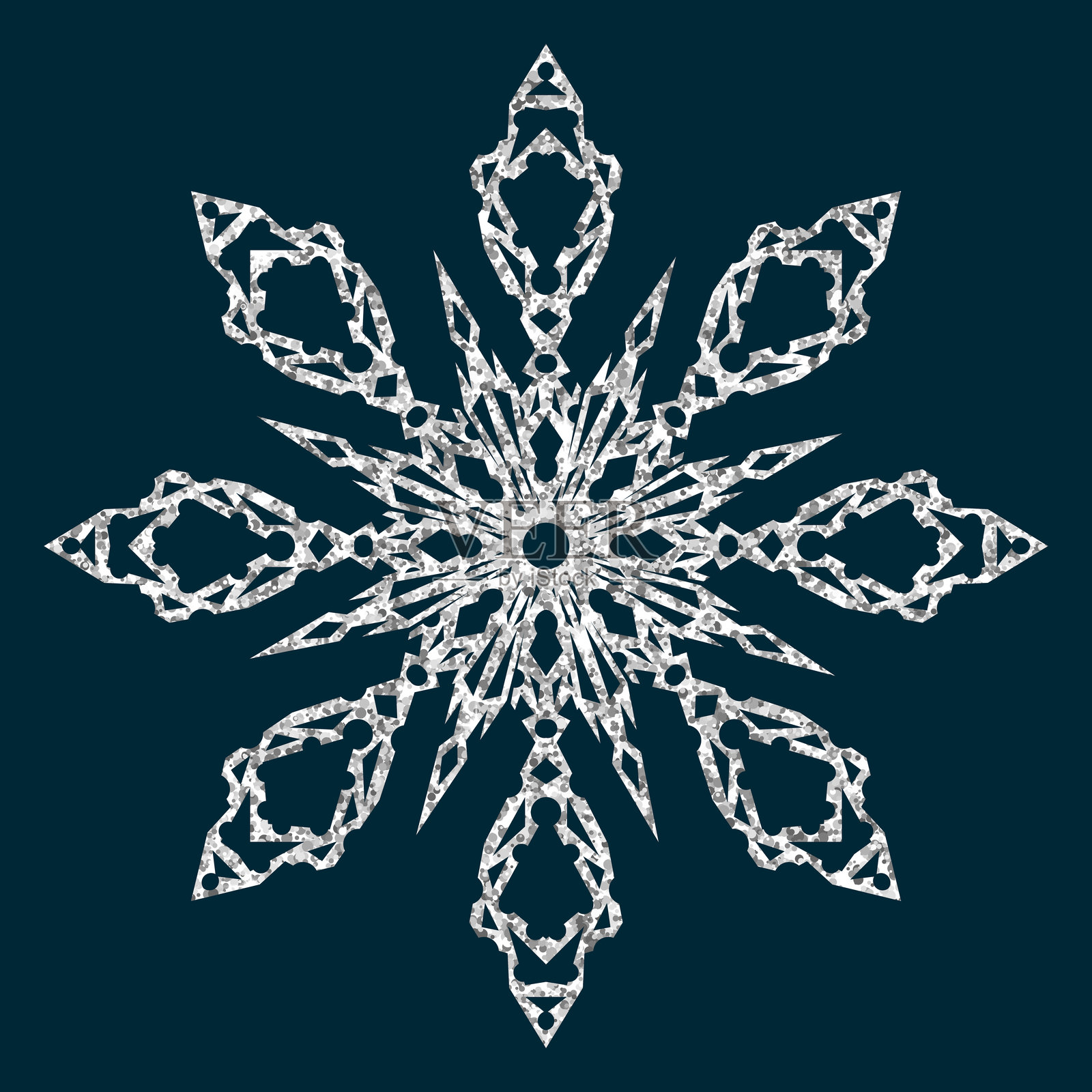 奢华节日闪耀银色雪花插画图片素材