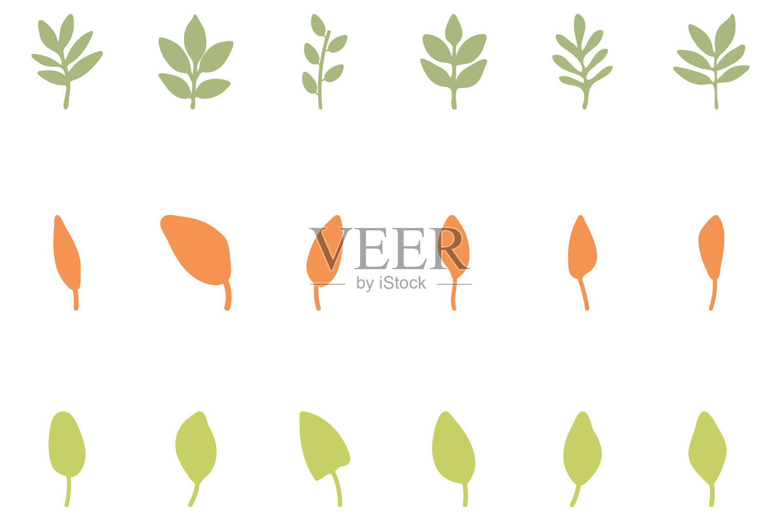 叶子图标。自然矢量图插画图片素材