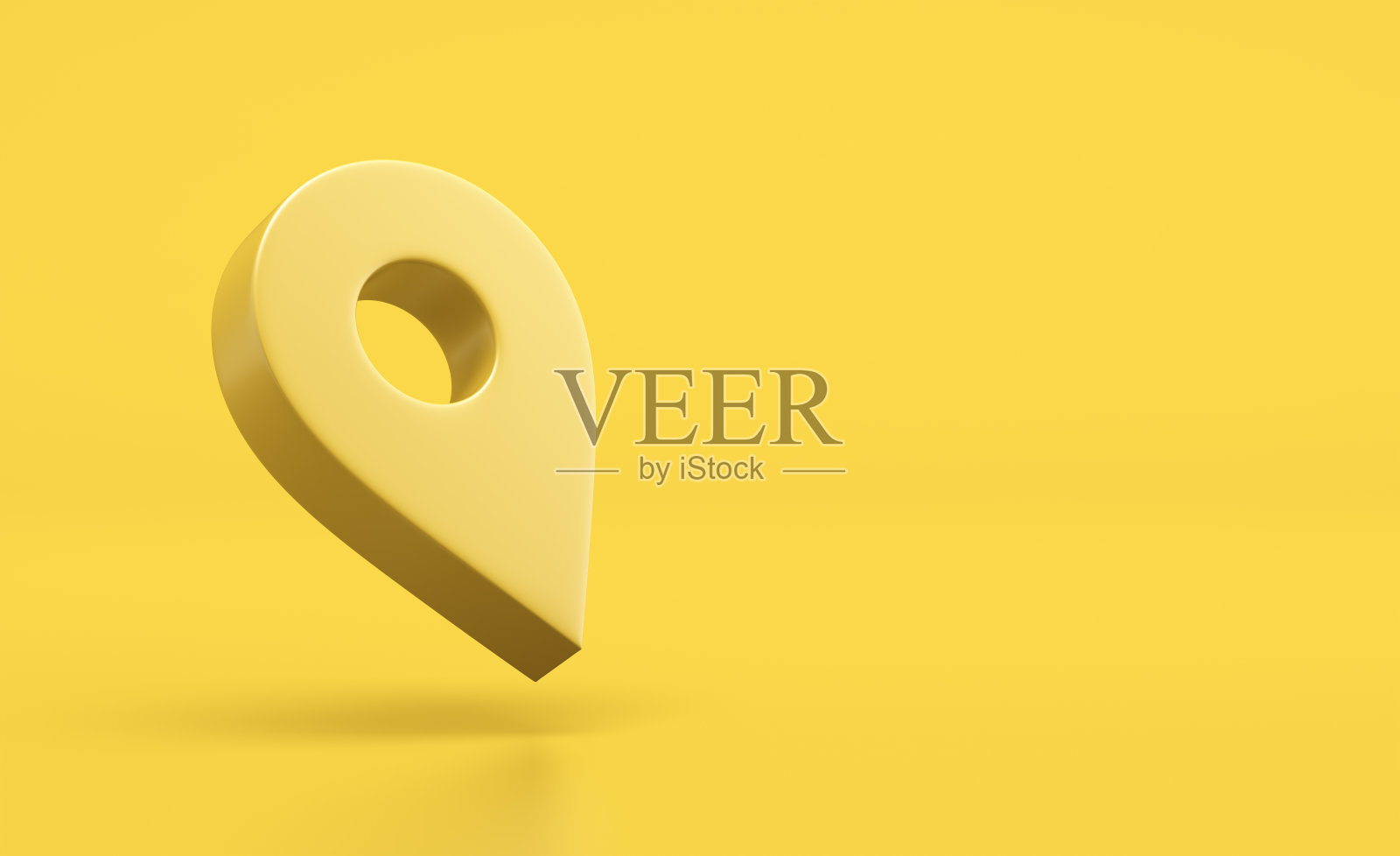 黄色背景上的黄色地图标记照片摄影图片