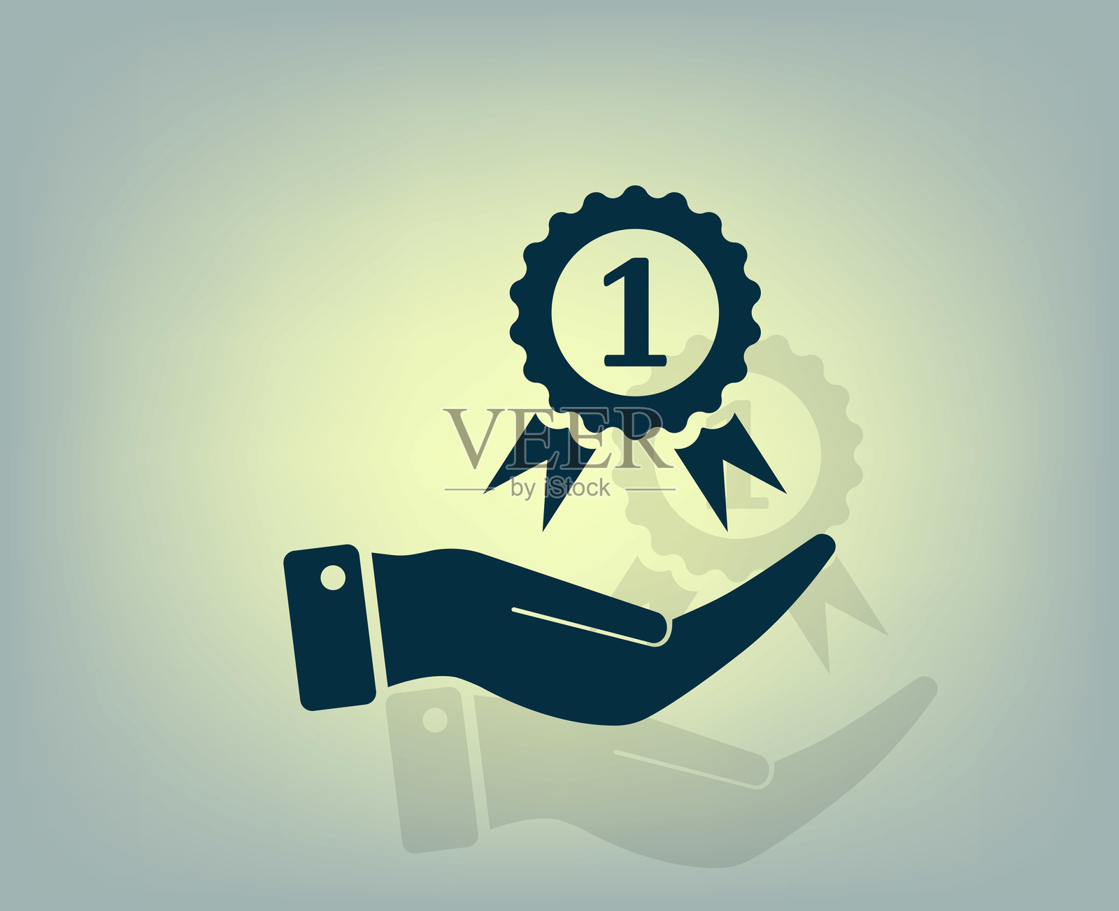 手上的第一名奖牌。插画图片素材