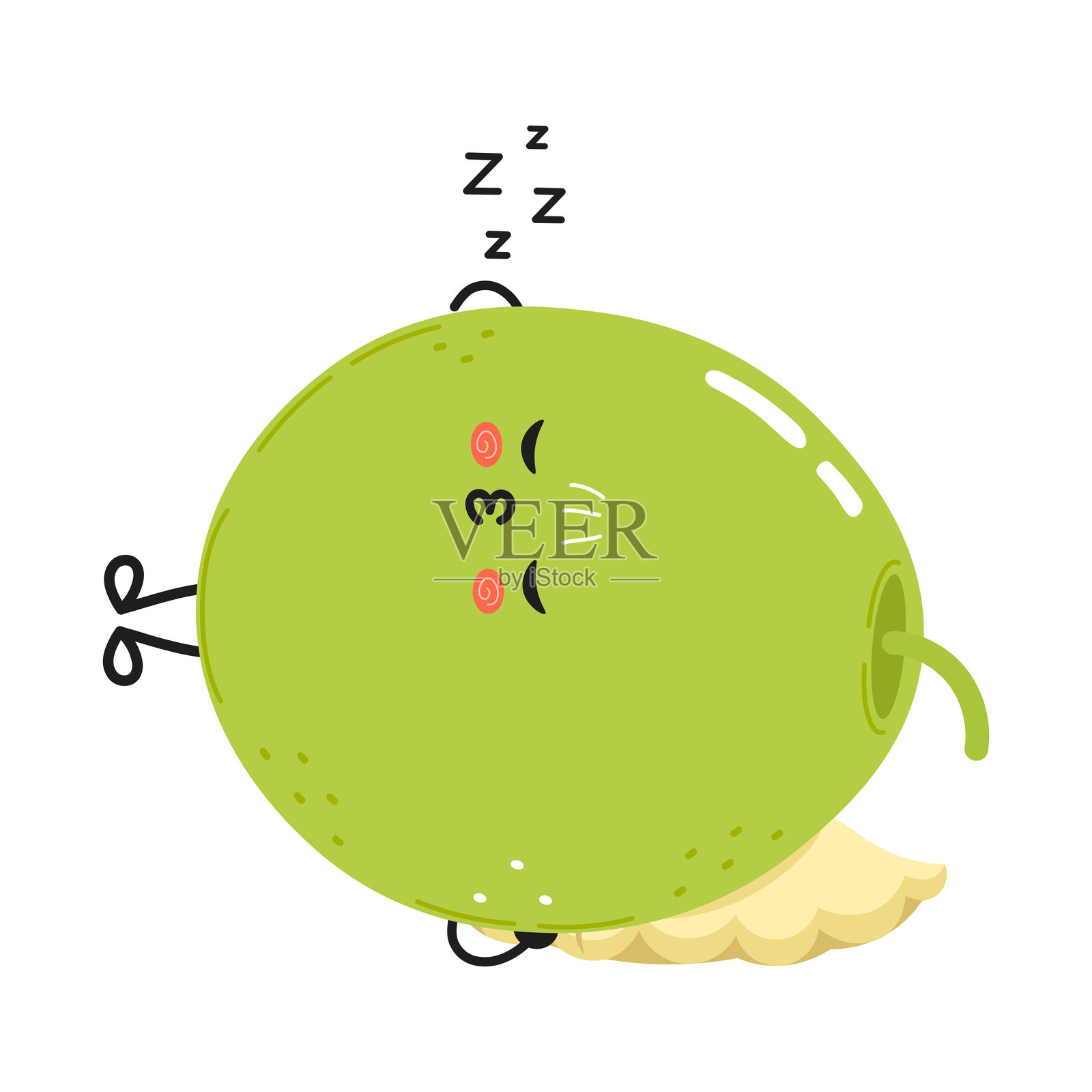 绿色橄榄睡觉的角色插画图片素材