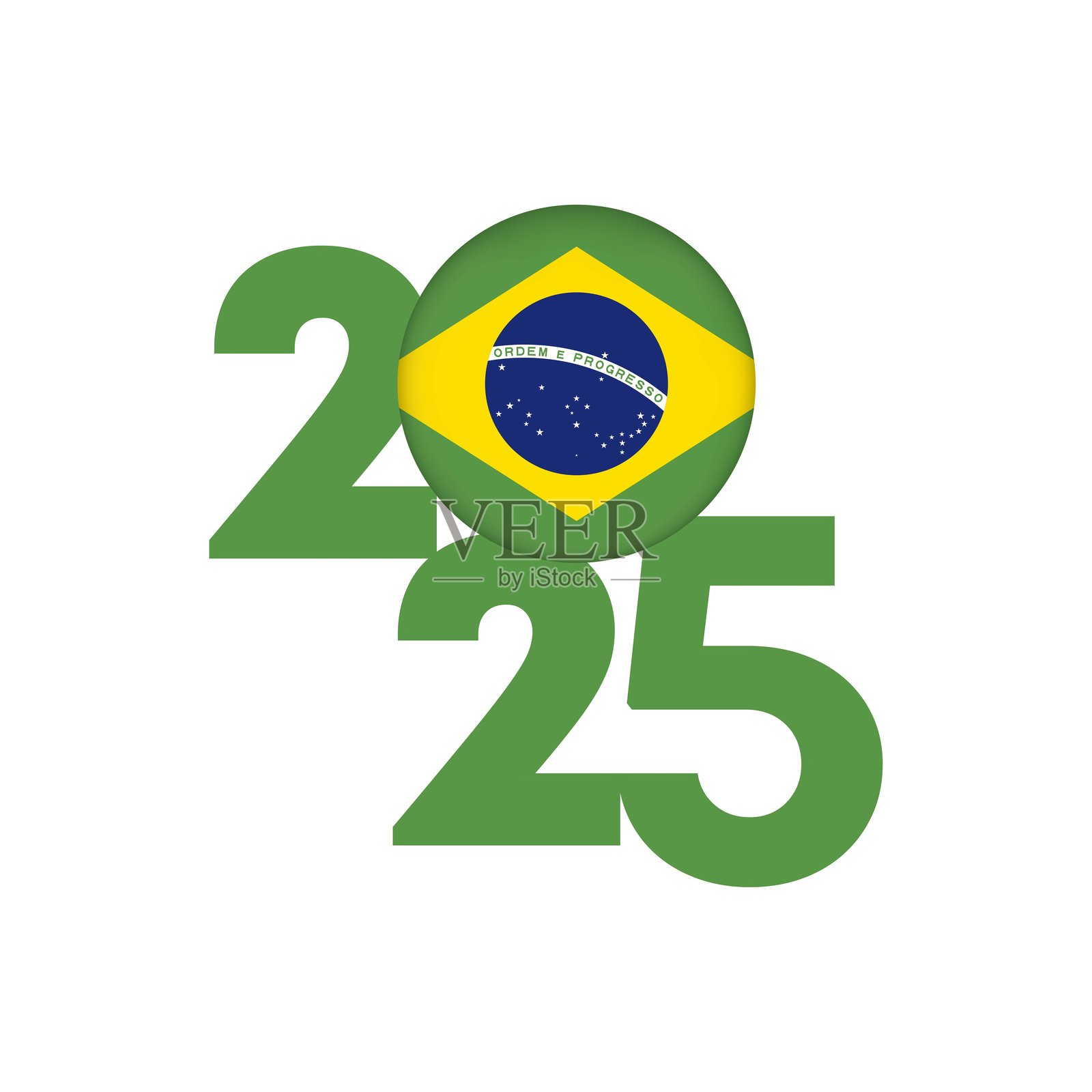 2025年横幅,内含巴西国旗。矢量插图。插画图片素材