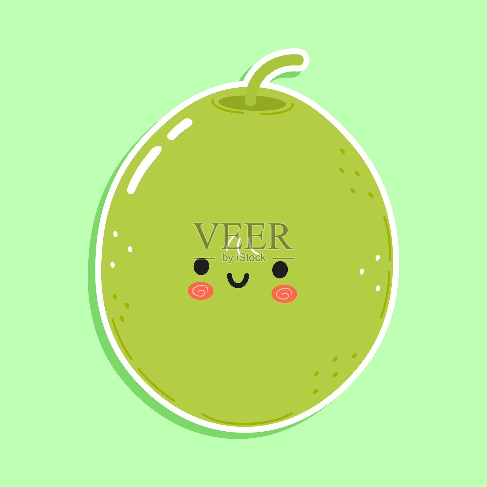 绿色橄榄角色贴纸插画图片素材