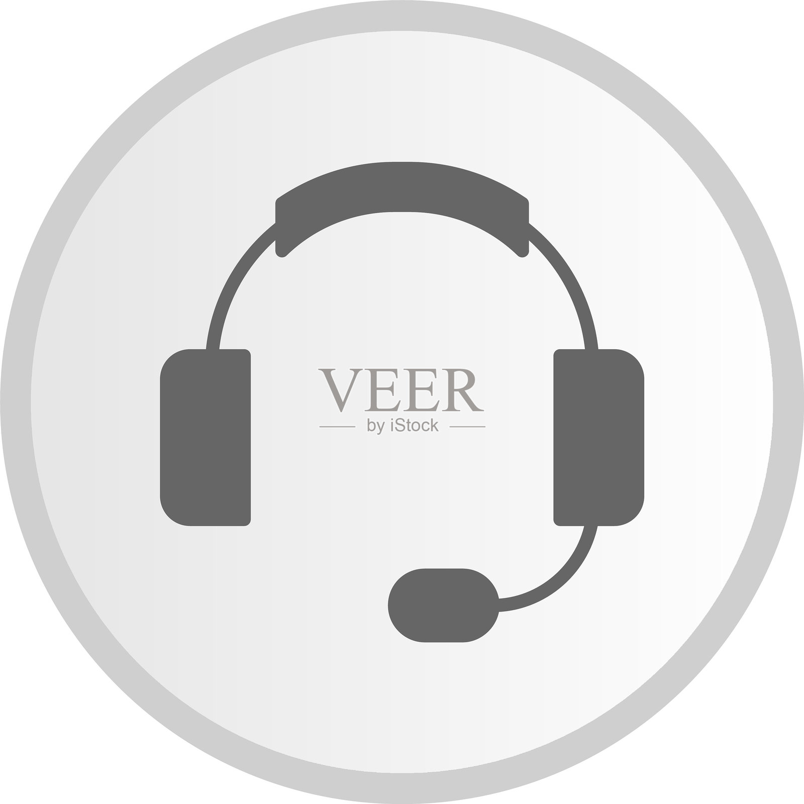 耳机图标灰色圆形插画图片素材