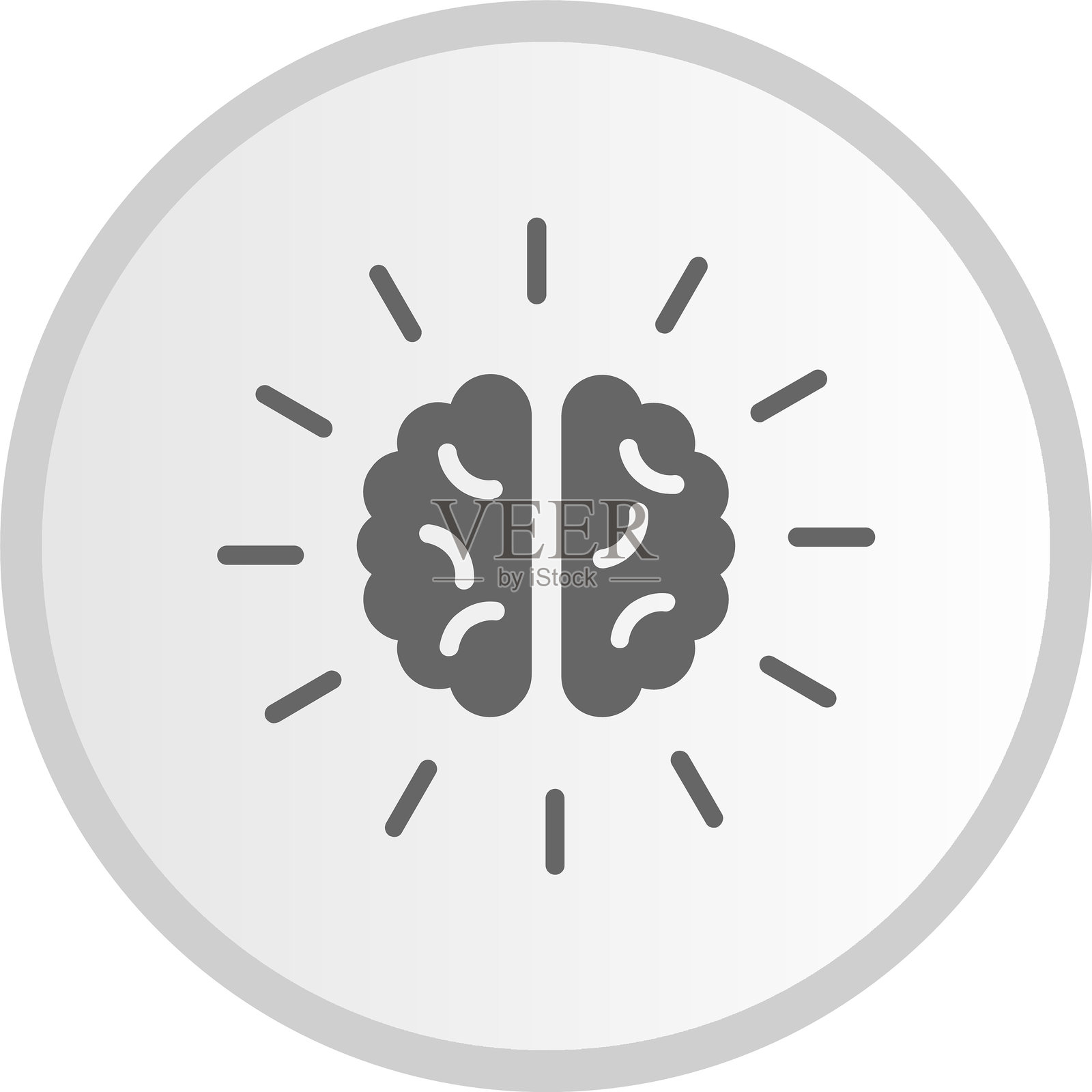灰色脑部符号圆形图标插画图片素材