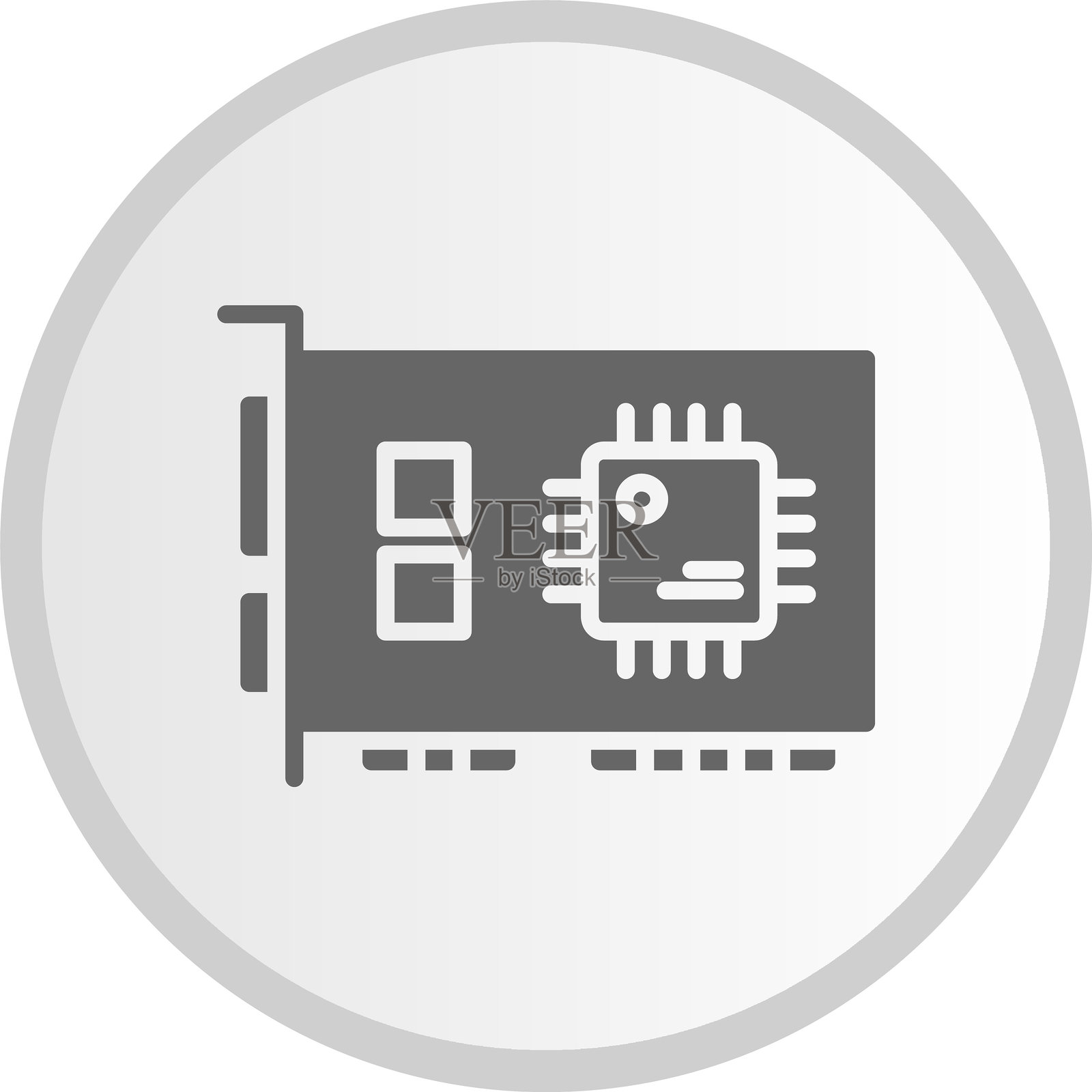 网络接口卡图标灰色圆形图形插画图片素材